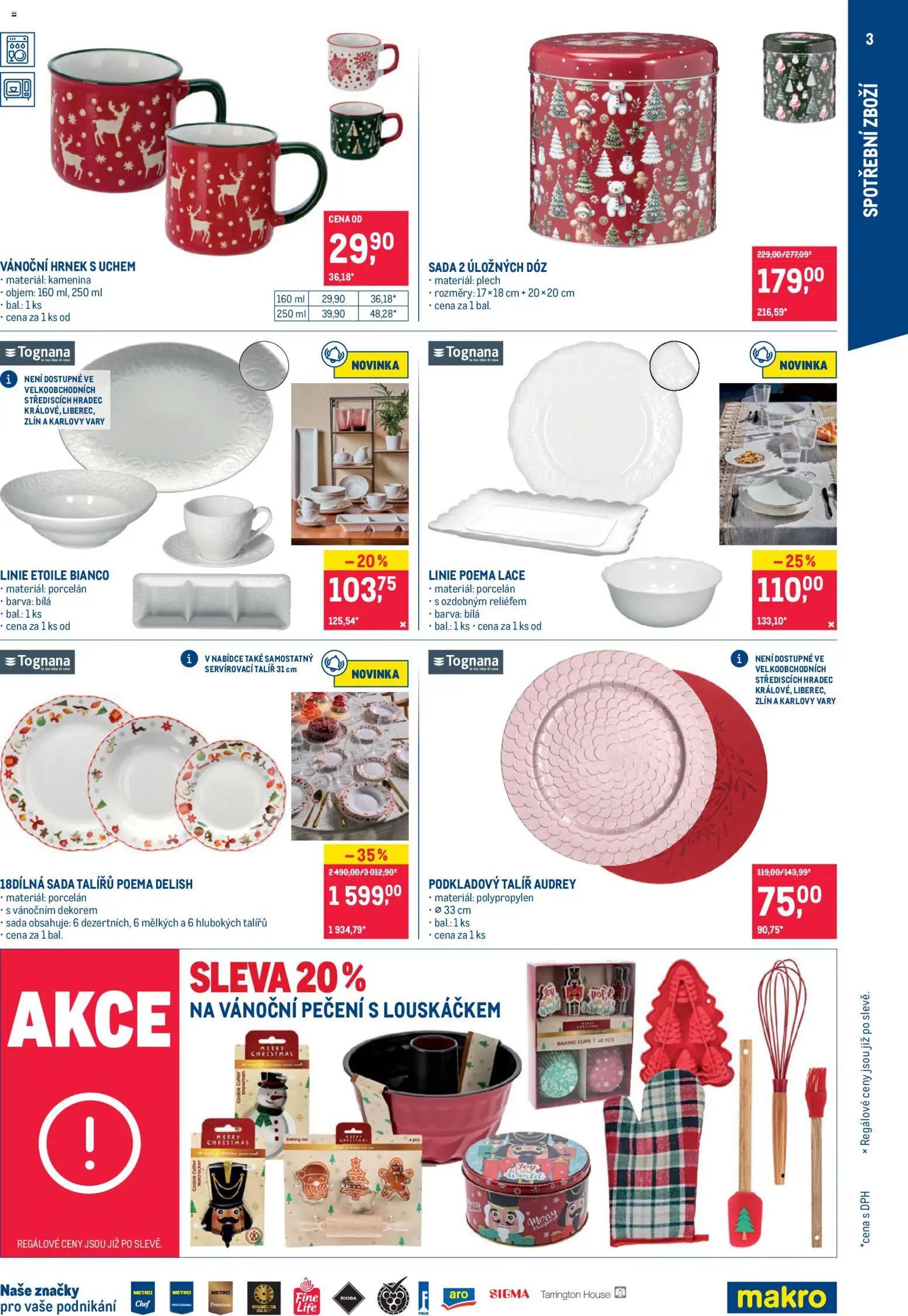 Makro leták - Spotřební zboží od 22.10.2025 | Strana: 3 | Produkty: Hrnek, Plech, Vánoční hrnek, Sada talířů