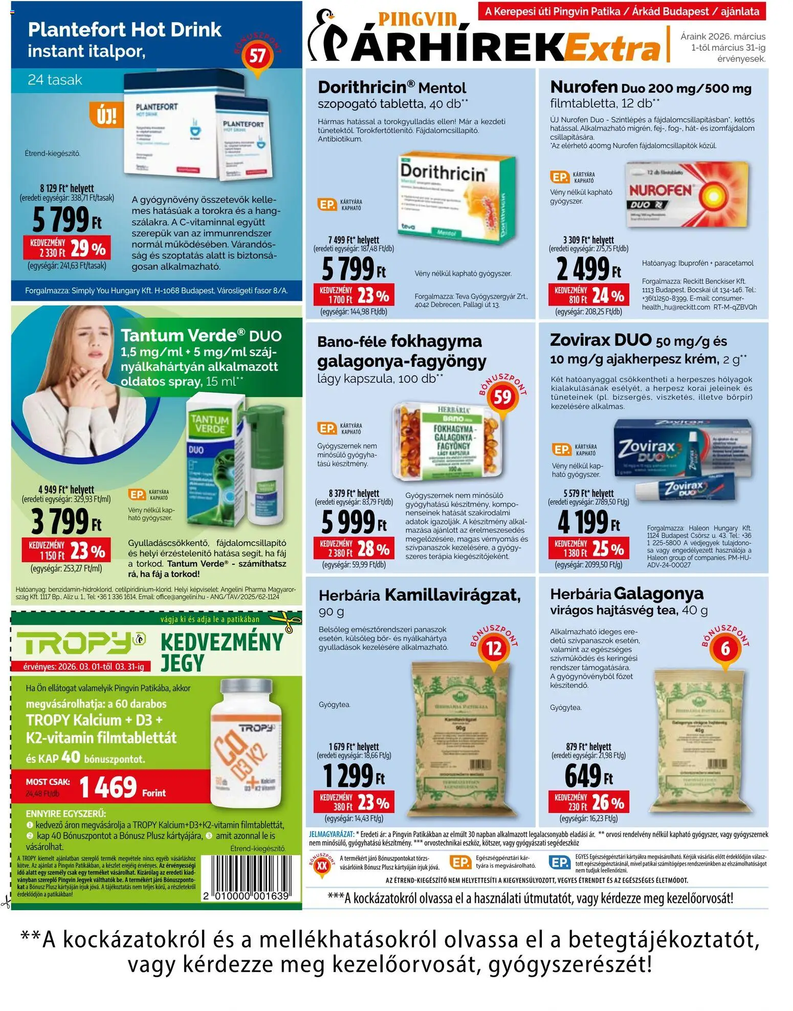 Pingvin Patika akciós ujság - amely érvényes a következő dátumtól: 01.03.2026 | Oldal: 14 | Termékek: Fokhagyma, Bor