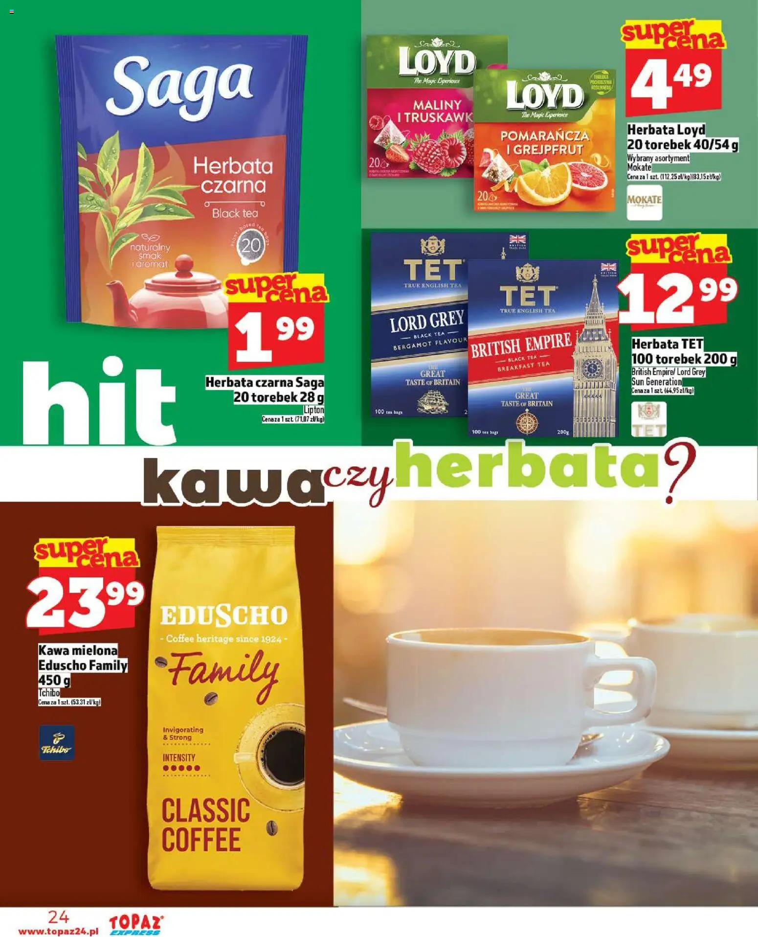 Topaz Gazetka - Express od 06.11.2025 | Strona: 24 | Produkty: Tchibo, Kawa, Herbata, Grejpfrut