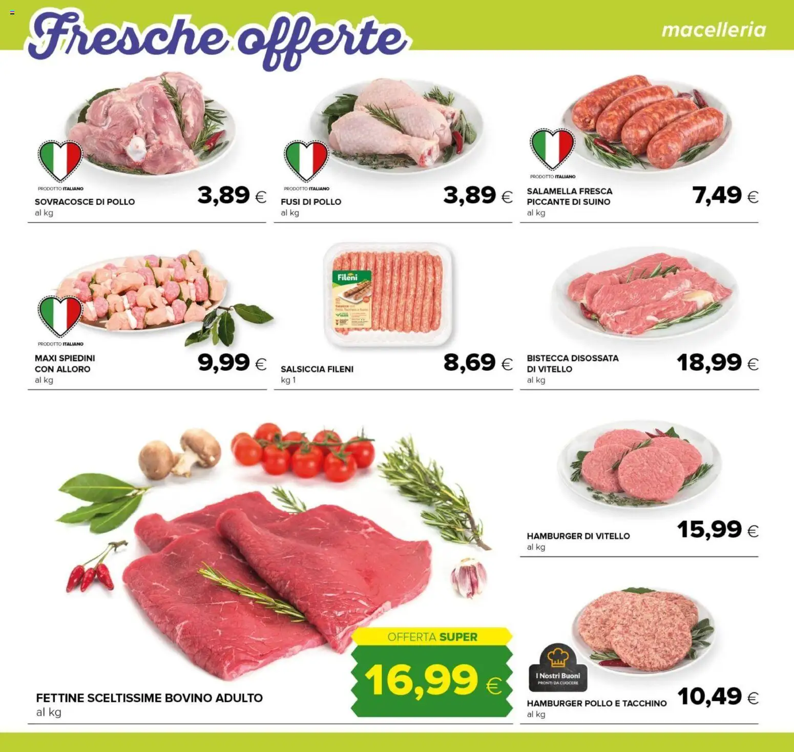 Volantino Oasi del 23.04.2026 | Pagina: 6 | Prodotti: Bovino, Pollo, Salsiccia, Spiedini