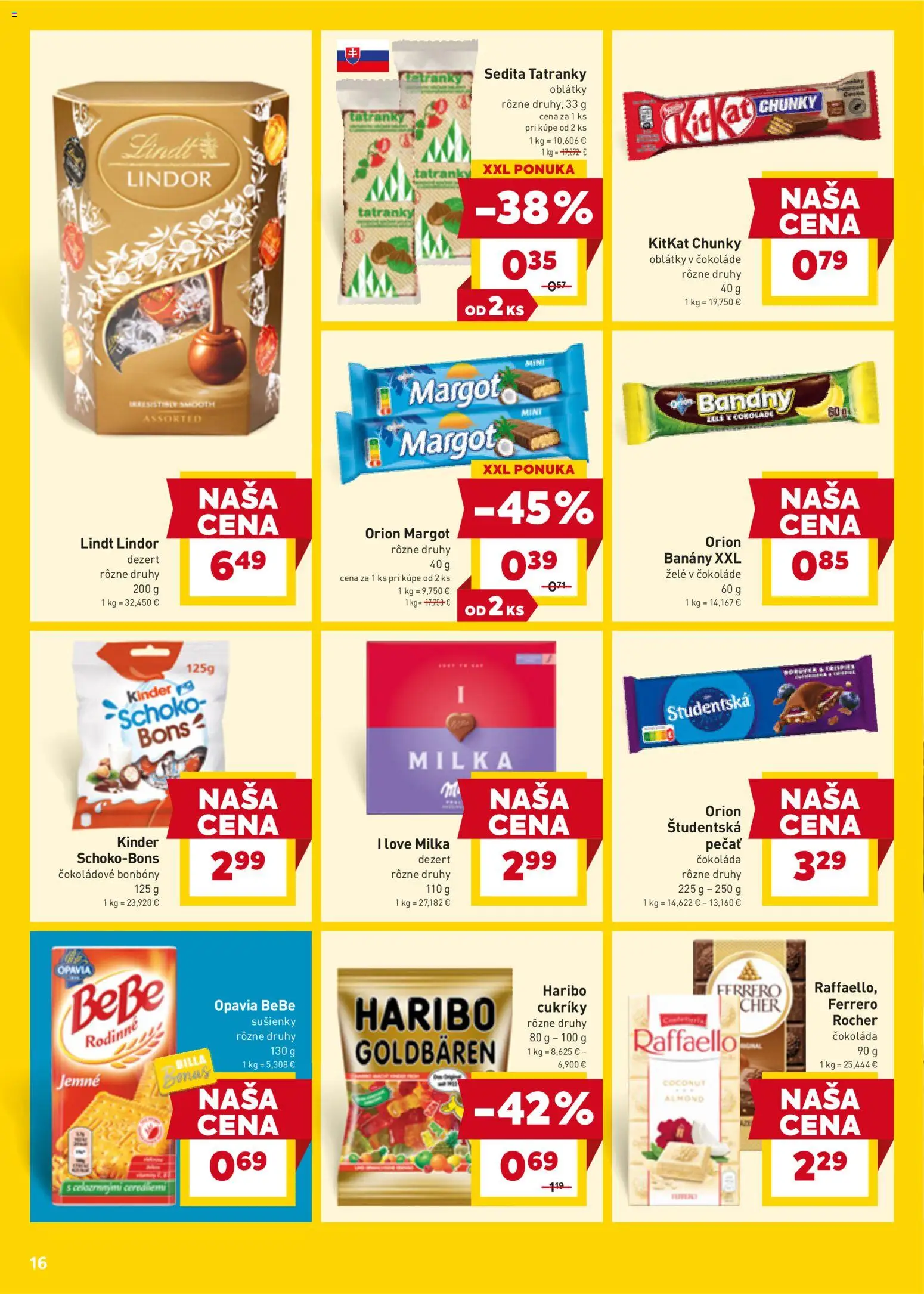 Nové Billa akcie – leták je platný od 07.04.2026 | Strana: 18 | Produkty: Banány, Lindt, Kinder, Cukríky