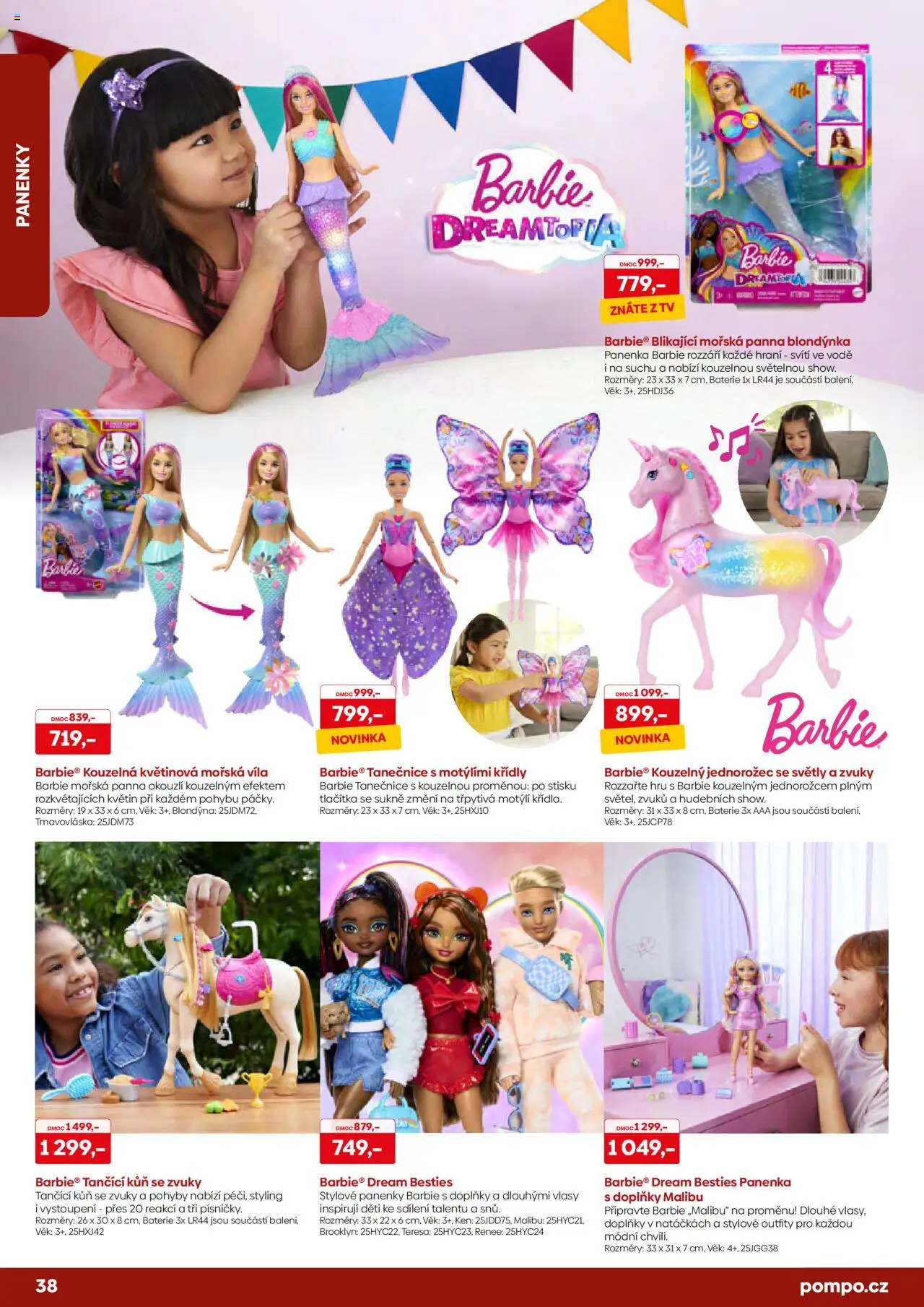 POMPO katalog Vánoce 2025 od 16.10.2025 | Strana: 38 | Produkty: Panenka, Tv, Barbie, Baterie