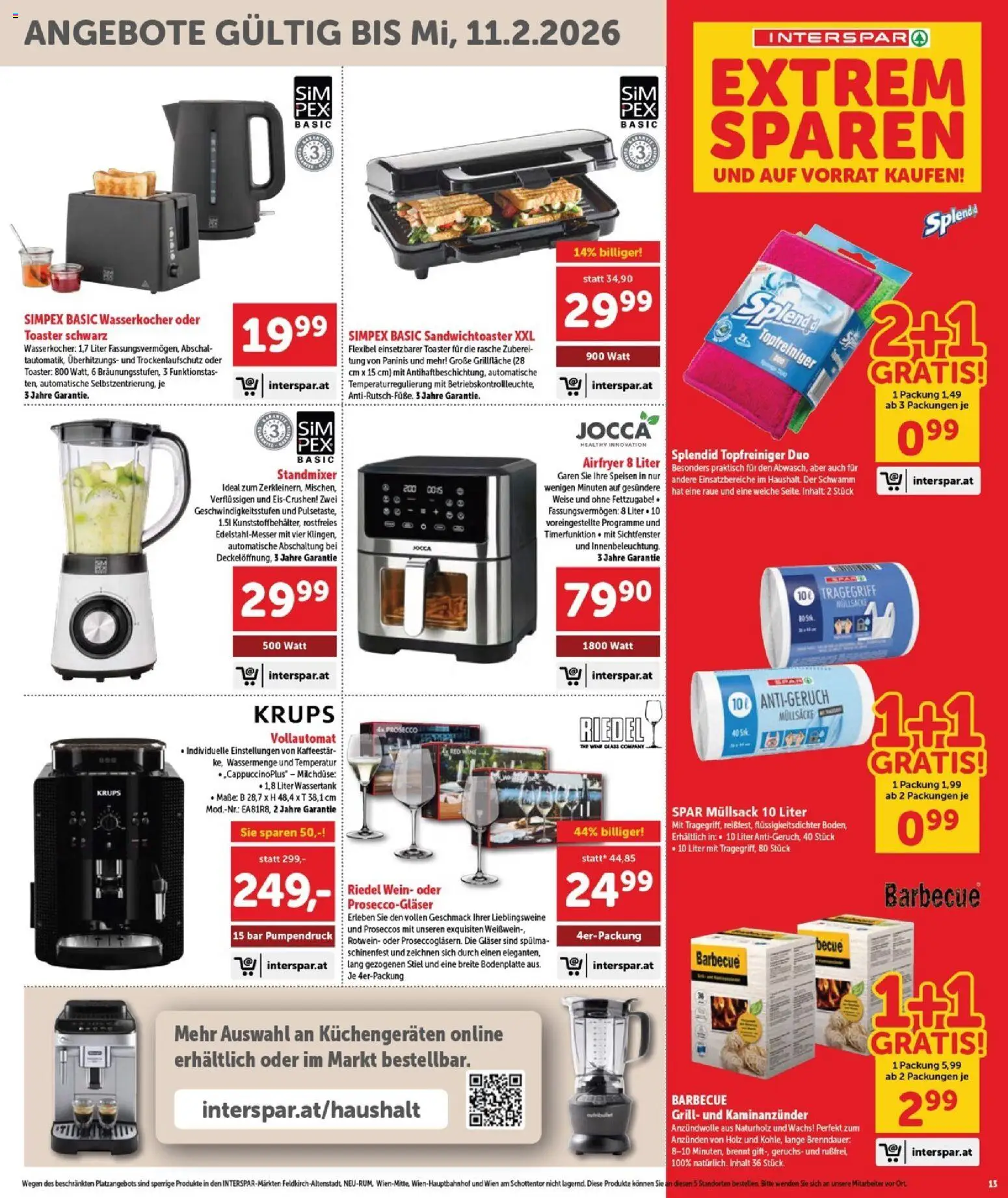 Interspar Flugblatt - Burgenland gültig ab 22.01.2026 | Seite: 13 | Produkte: Grill, Wasserkocher, Toaster, Wein