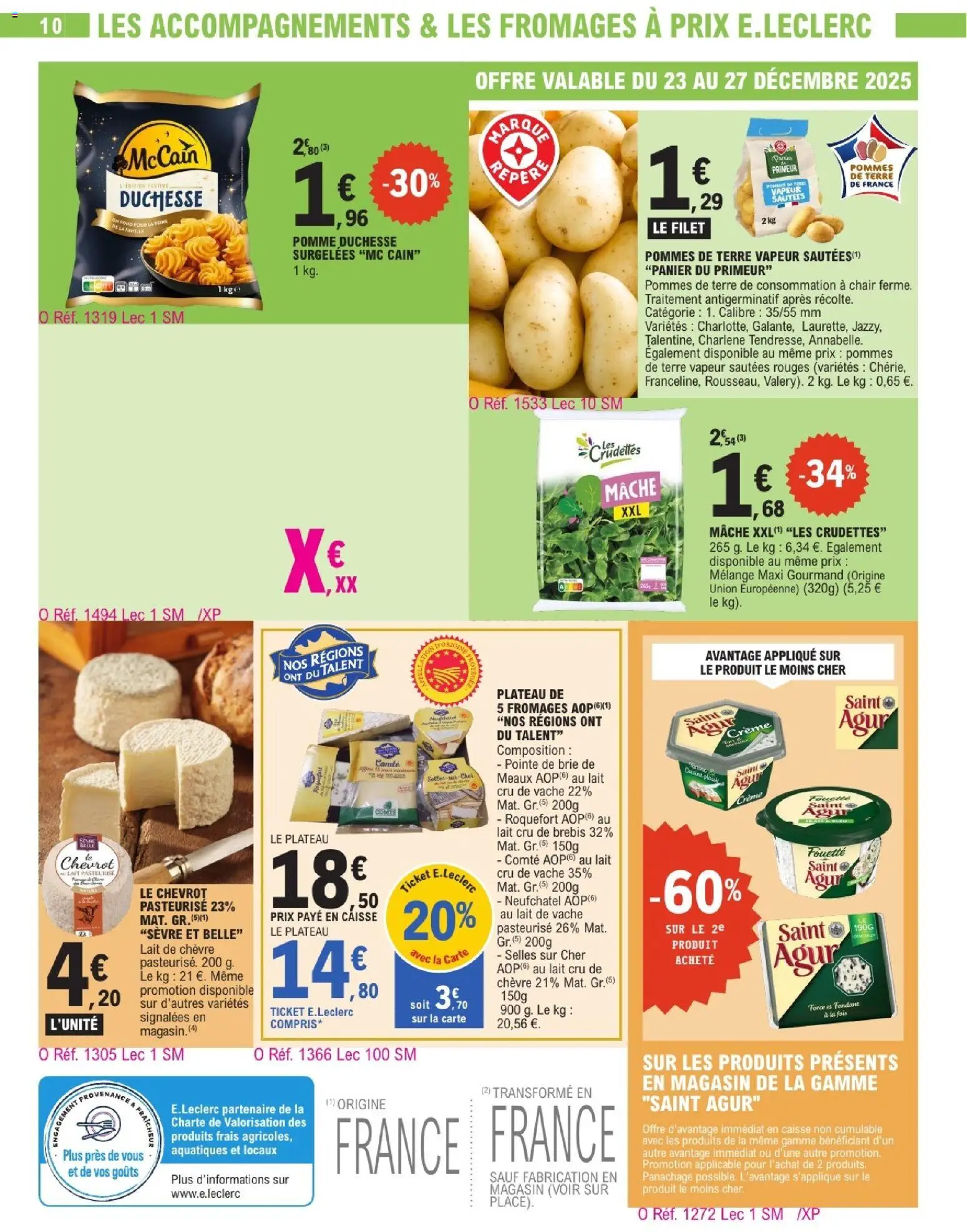 {H1} | Page: 10 | Produits: Plateau, Lait, Pommes, Crème