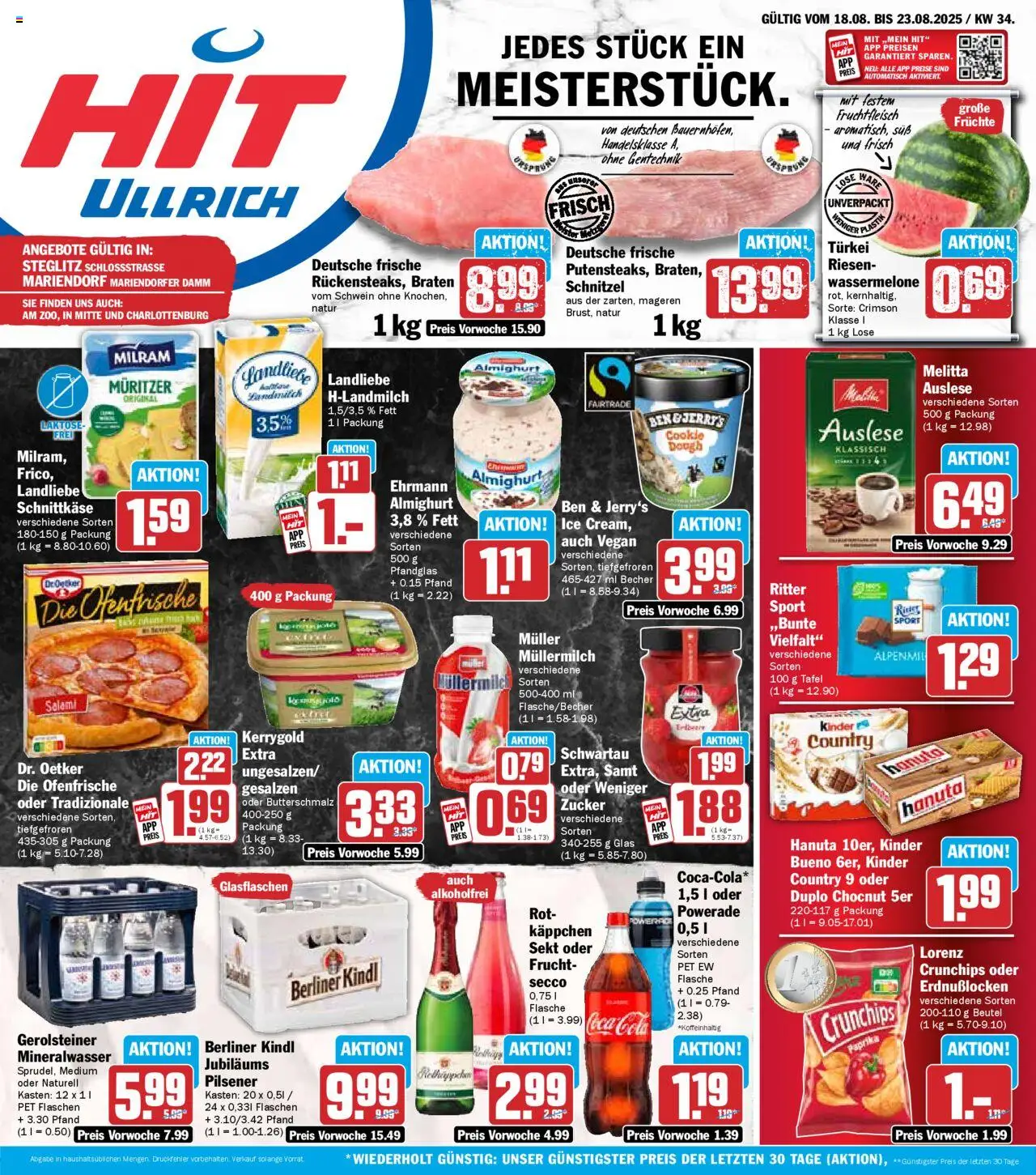 HIT - Berlin - gültig ab dem 18.08.2025 | Seite: 1 | Produkte: Coca cola, Paprika, Zucker, Müllermilch