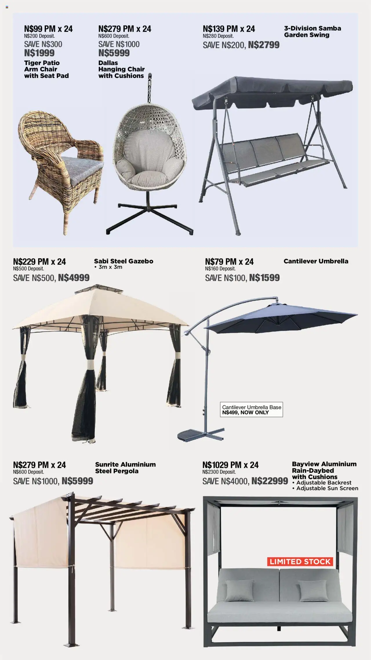 House and Home - Namibia Catalogue │ valid from 09.06.2025 | Page: 14 | Products: Umbrella, Chair, Stock