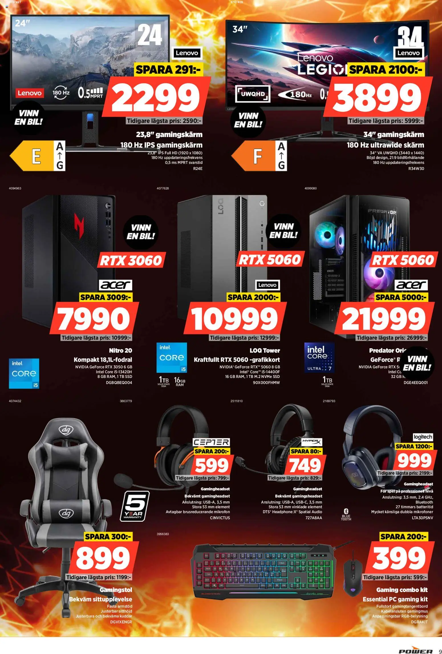 Power reklamblad aktuell från 27.10.2025 | Sida: 9 | Produkter: Gamingstol, Audio, Spel, Mikrofon