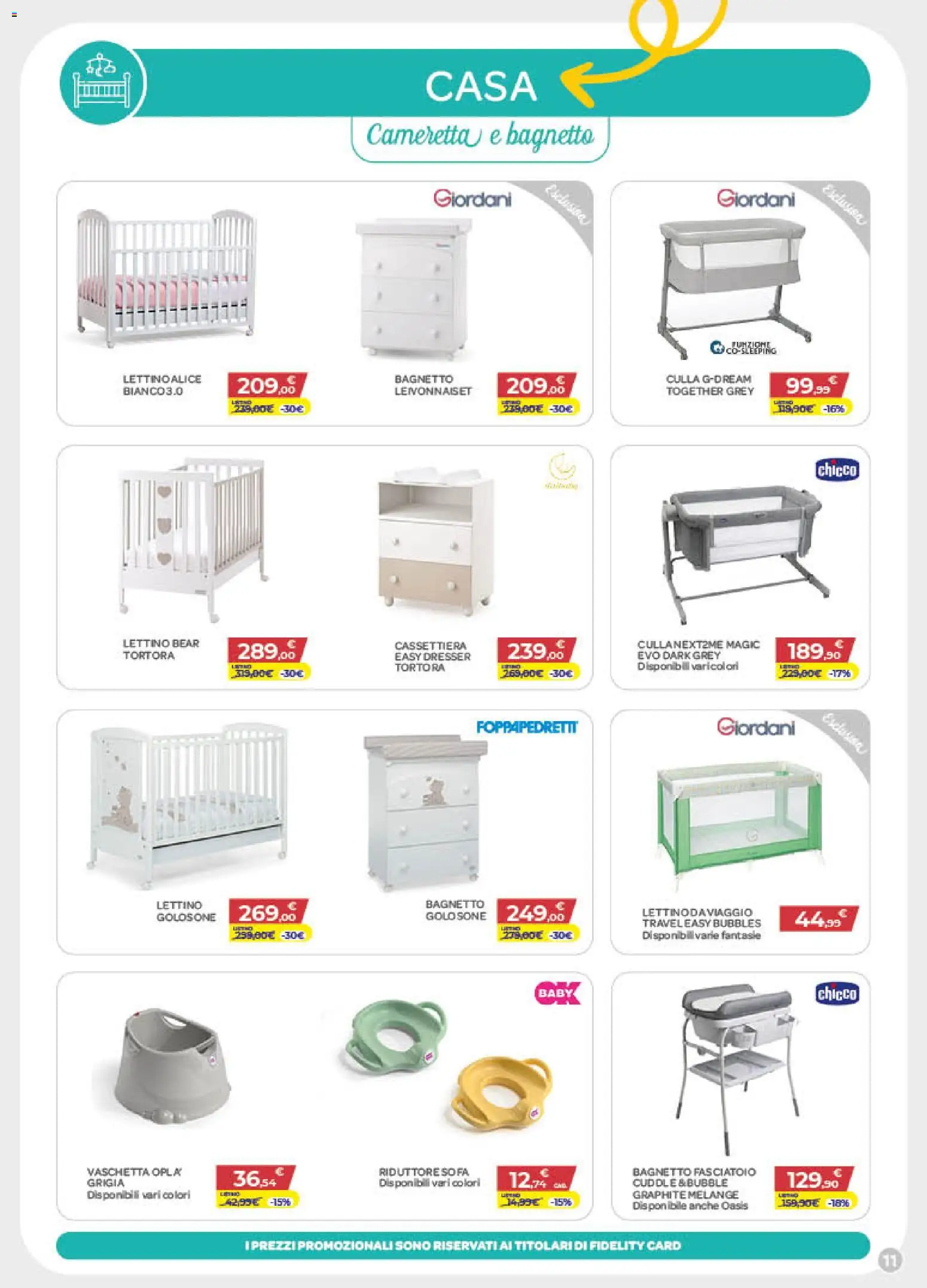 Volantino Bimbo store del 06.01.2026 | Pagina: 11 | Prodotti: Lettino, Culla, Bagnetto, Cassettiera