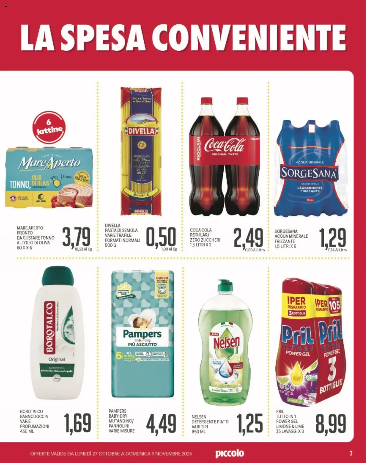 Volantino Piccolo del 27.11.2025 | Pagina: 3 | Prodotti: Detergente, Limone, Lime, Acqua minerale