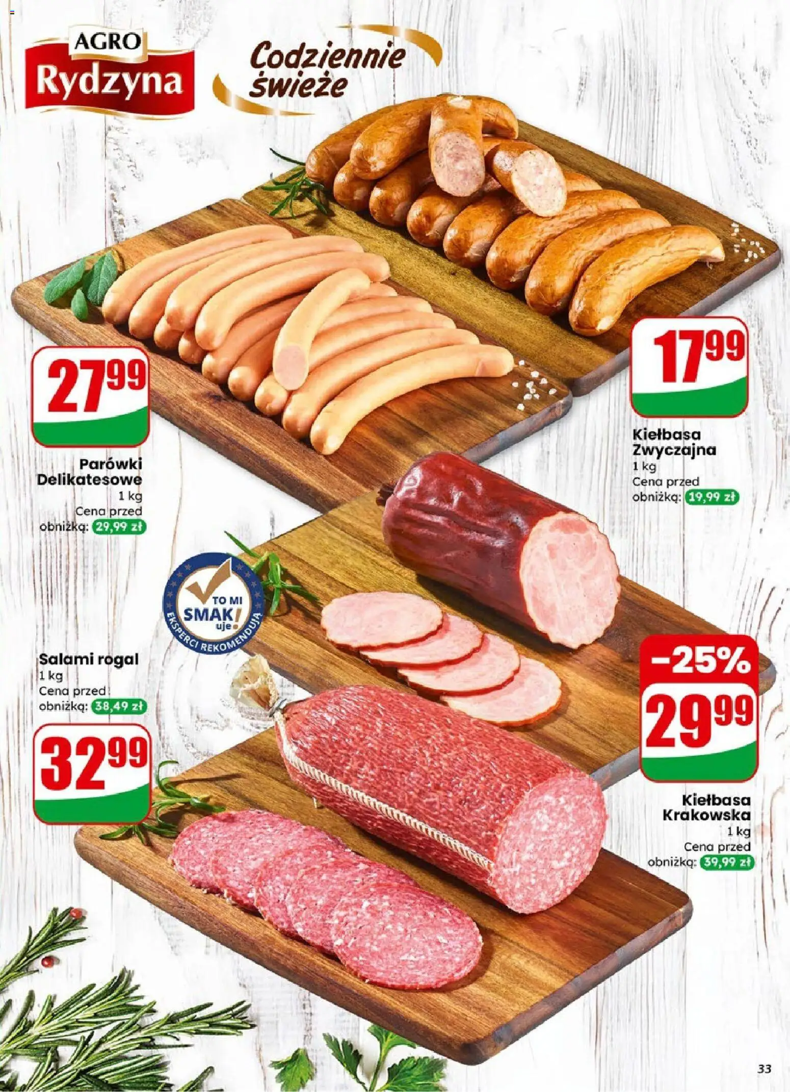Dino Gazetka od 21.01.2026 | Strona: 33 | Produkty: Kiełbasa, Parówki, Kiełbasa krakowska, Salami