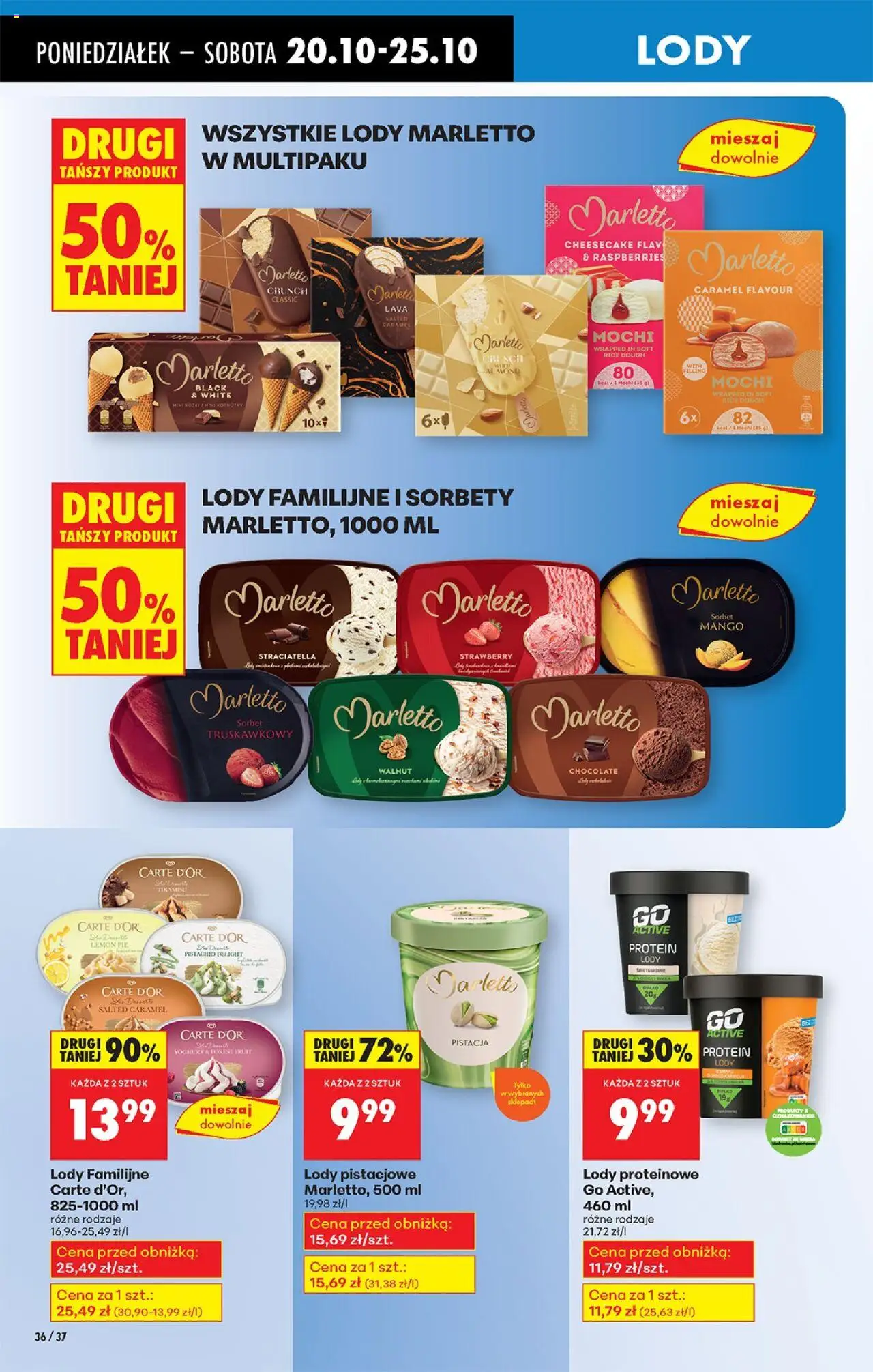 Biedronka gazetka od 20.10.2025 | Strona: 44 | Produkty: Mango, Sorbet truskawkowy, Sorbet, Lody pistacjowe