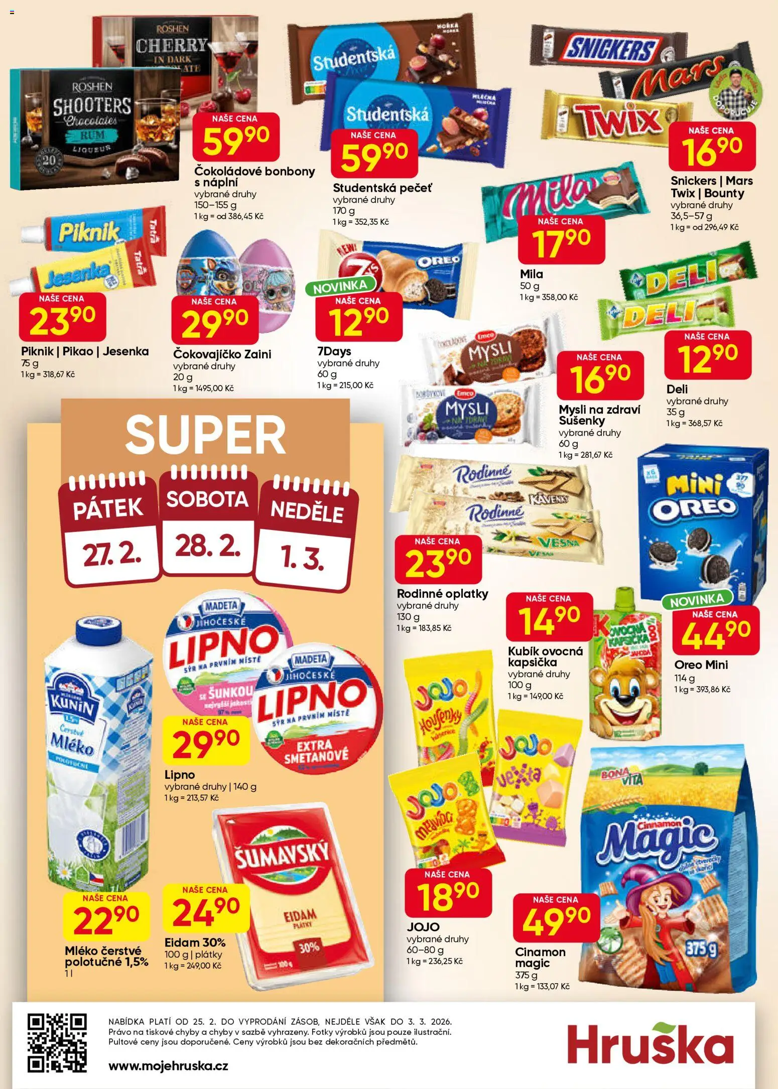 Hruška leták od 25.02.2026 | Strana: 8 | Produkty: Mléko, Studentská pečeť, Oreo, Oplatky