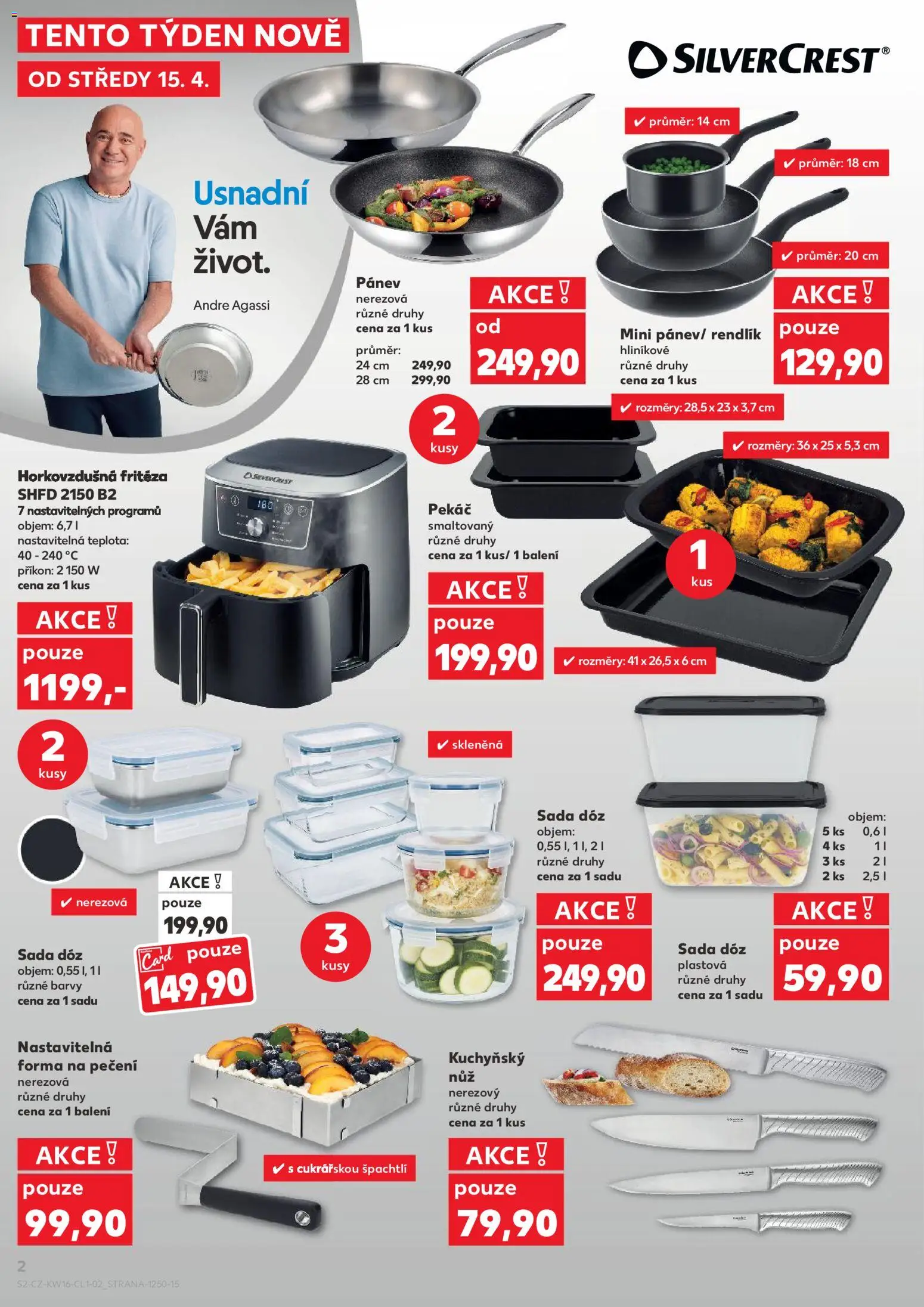 Kaufland leták - Plzeň Bory od 15.04.2026 | Strana: 2 | Produkty: Pekáč, Nůž, Fritéza, Horkovzdušná fritéza