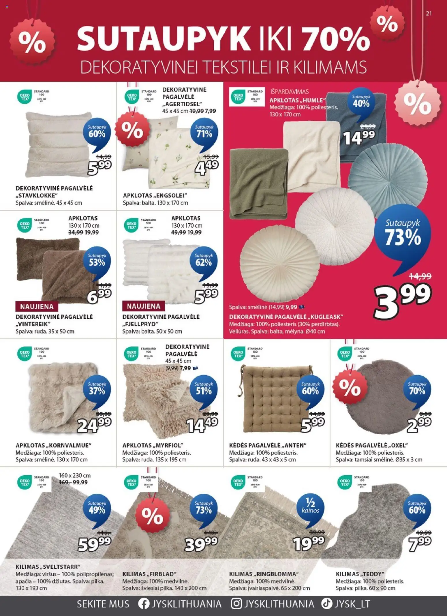 JYSK akcijos nuo 26.12.2025 | Puslapis: 21 | Prekių: Pagalvėlė, Kilimas