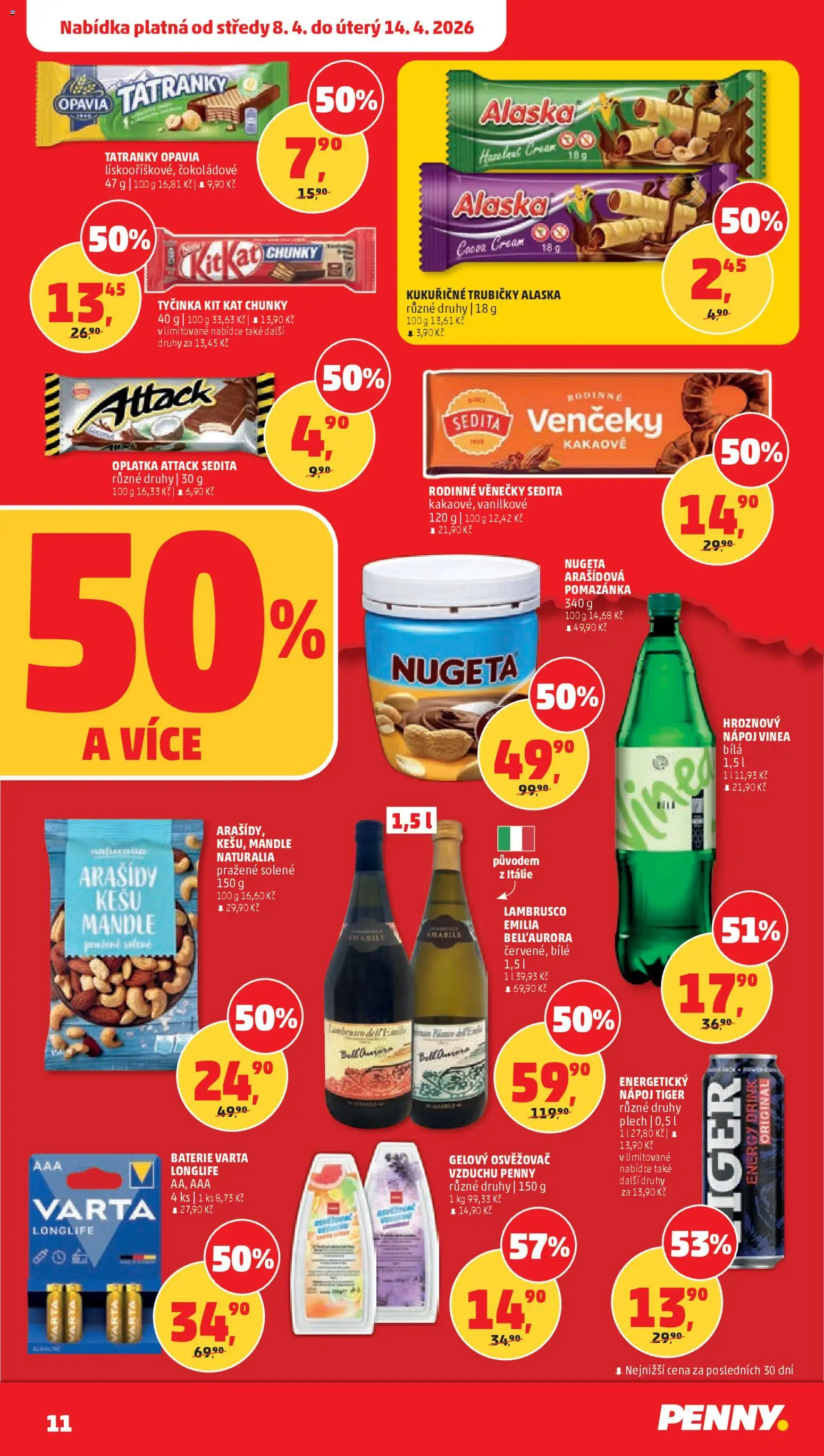 Penny Market leták od 08.04.2026 | Strana: 11 | Produkty: Energetický nápoj Tiger, Lambrusco, Energetický nápoj, Mandle