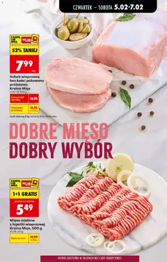 Pogląd oferty "Mięso mielone z łopatki wieprzowej Kraina Mięs, 500 g, Minced pork shoulder, 500 g, 1+1 gratis" - ważna od 05.02.2026 | Strona: 33