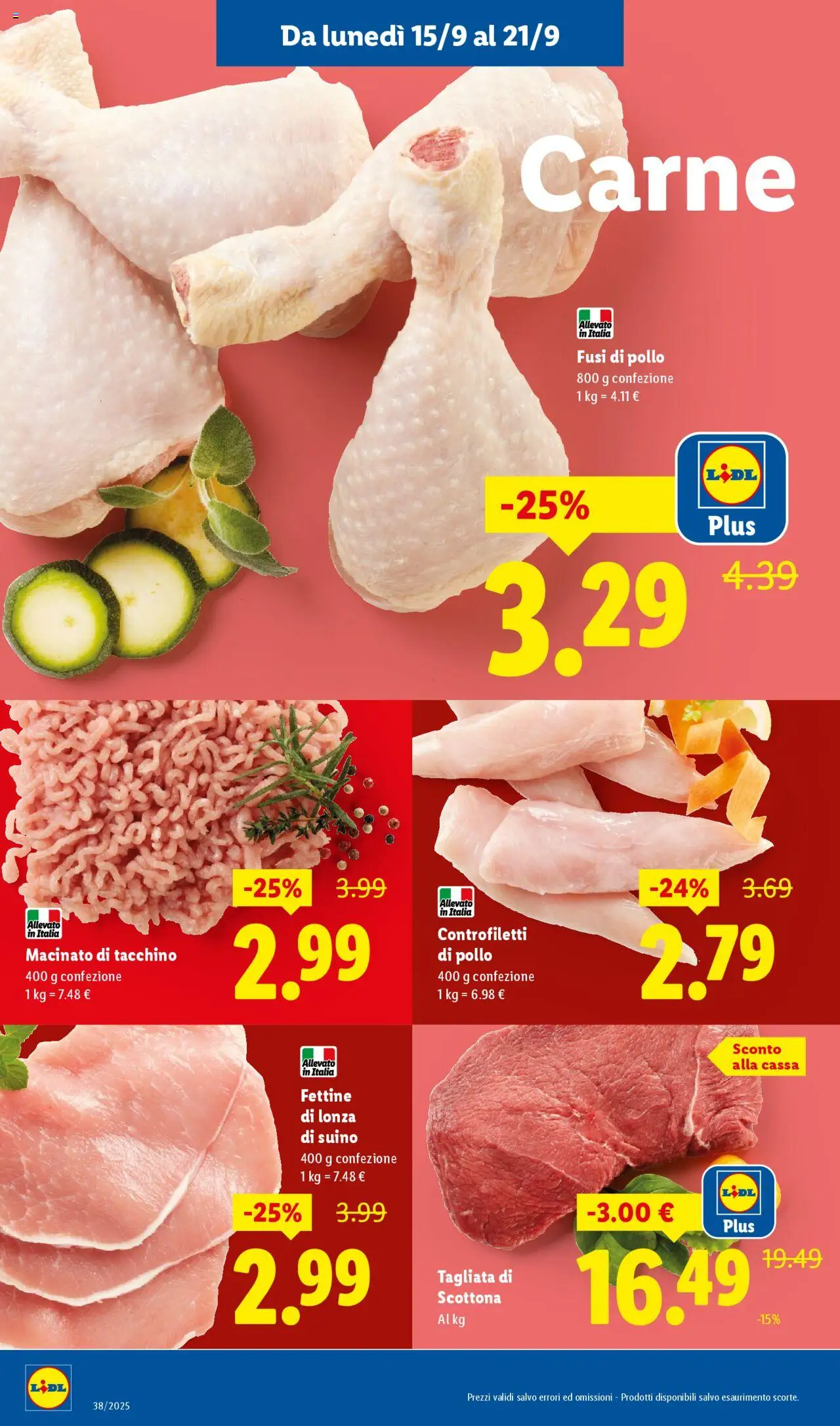 Volantino Lidl del 15.09.2025 | Pagina: 4 | Prodotti: Pollo, Suino, Tacchino, Macinato