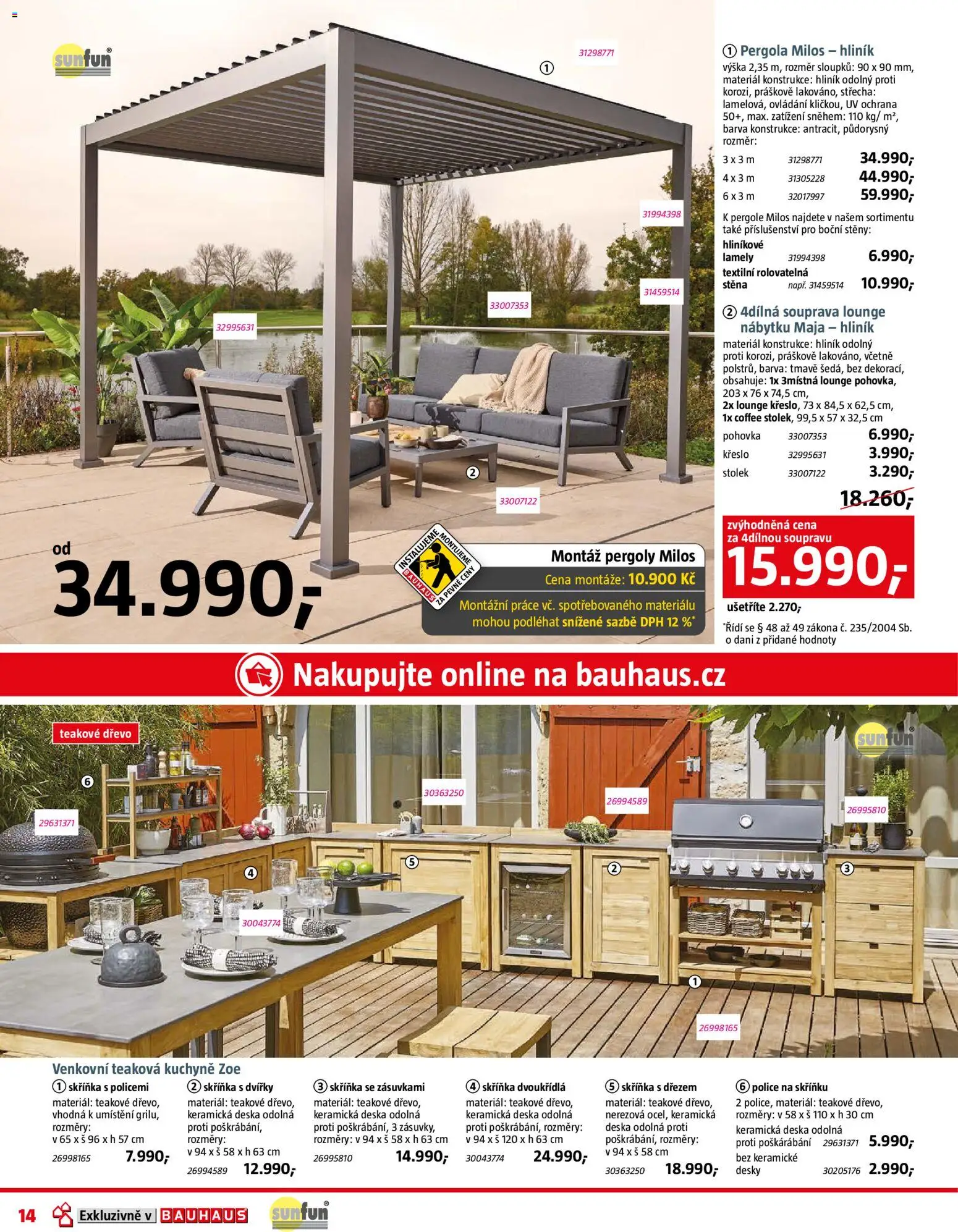 Bauhaus leták od 06.03.2026 | Strana: 14 | Produkty: Pohovka, Skříňka, Desky, Kuchyně