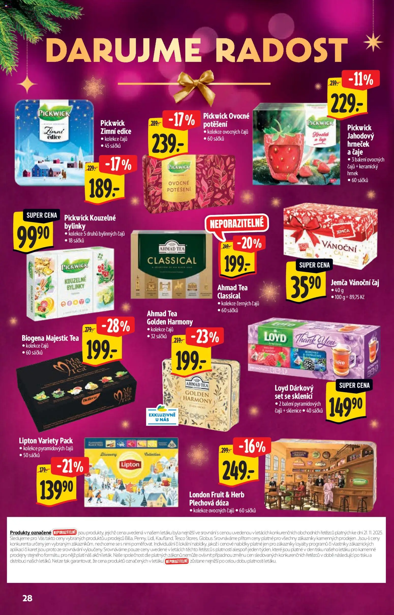 Albert katalog - Hypermarket - Dárky od 03.12.2025 | Strana: 28 | Produkty: Dóza, Čaje, Ahmad tea, Sklenice