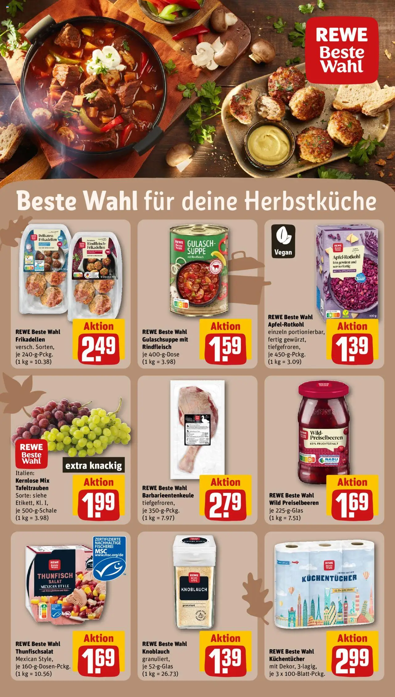 Rewe ihr Kaufpark Prospekt 	 – gültig ab 06.10.2025 | Seite: 15 | Produkte: Thunfisch, Gulasch, Knoblauch, Rindfleisch