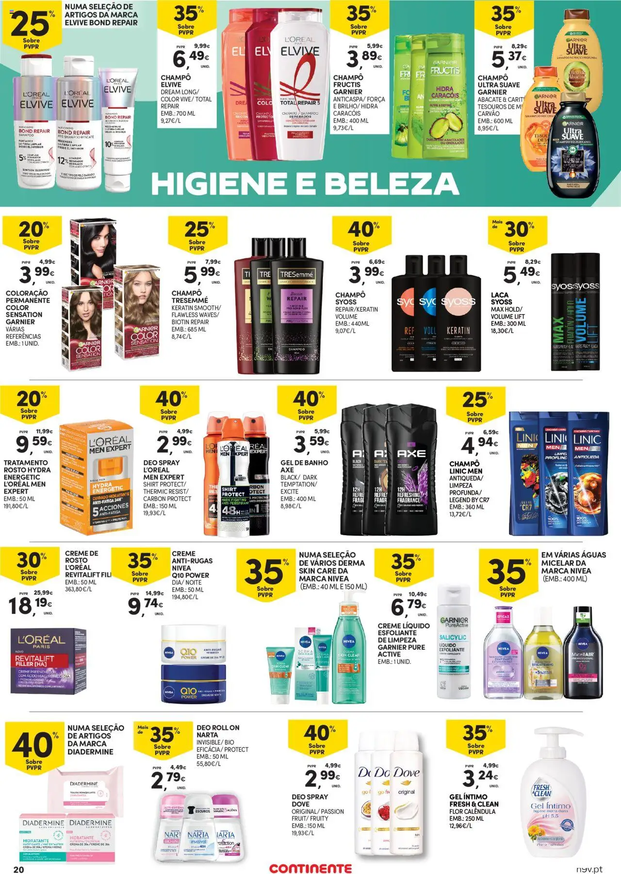 Continente - Açores │ válido de 18.09.2025 | Página: 20 | Produtos: Shampoo, Água micelar, Abacate, Creme