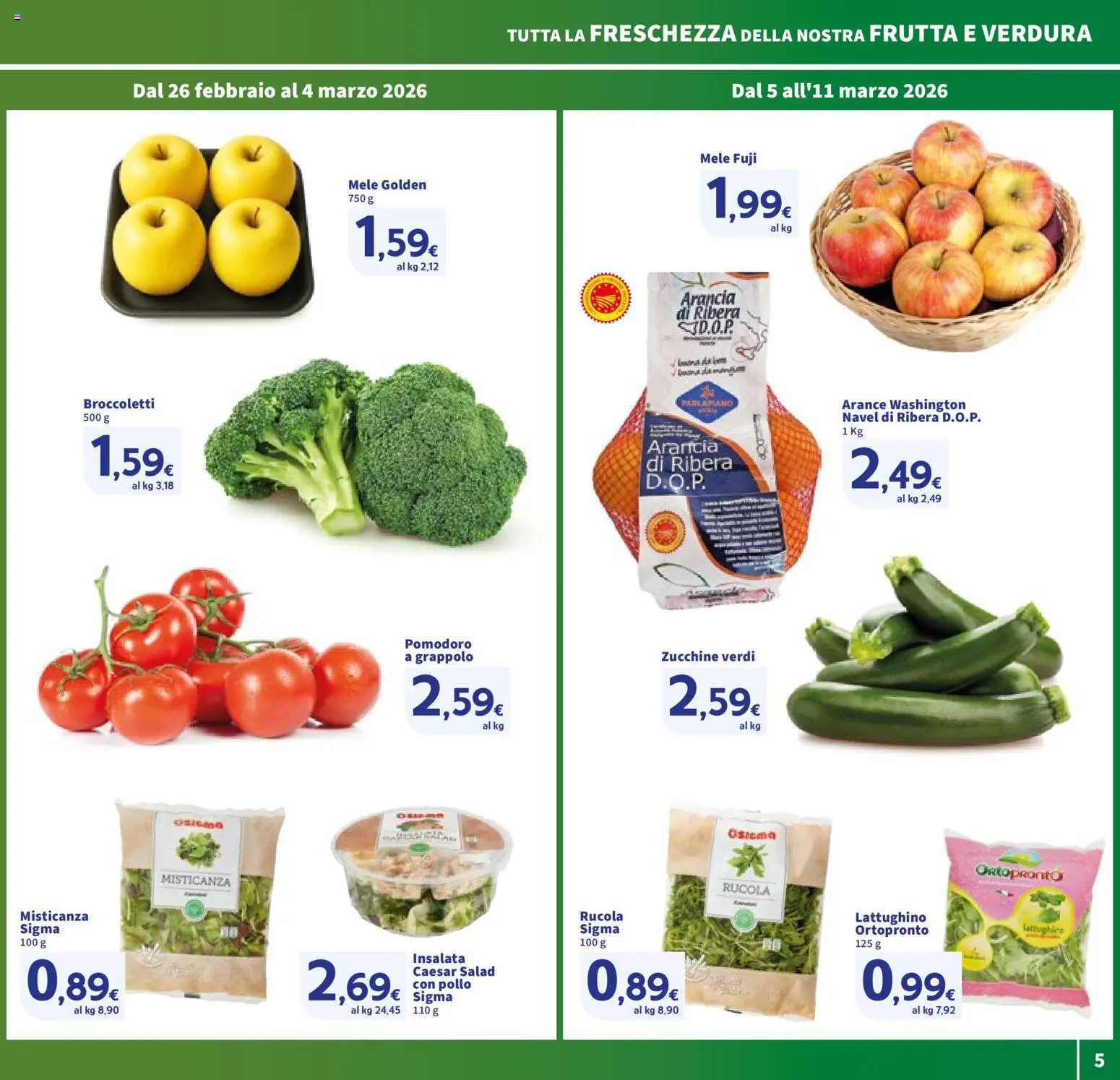 Volantino SIGMA del 26.02.2026 | Pagina: 5 | Prodotti: Pollo, Arance, Rucola, Insalata