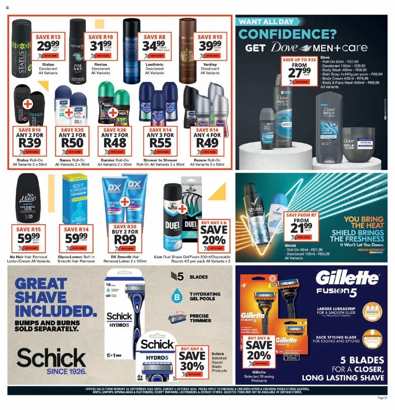 New Checkers catalogue – valid from 22.09.2025 | Page: 21 | Products: Cream, Body cream, Deodorant, Body wash