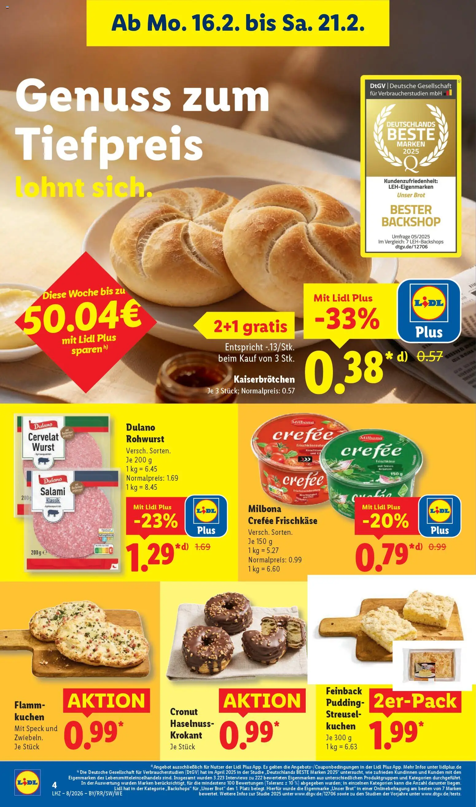 Lidl Prospekt Korntal-Münchingen – gültig ab 16.02.2026 | Seite: 12 | Produkte: Pudding, Wurst, Salami, Kuchen