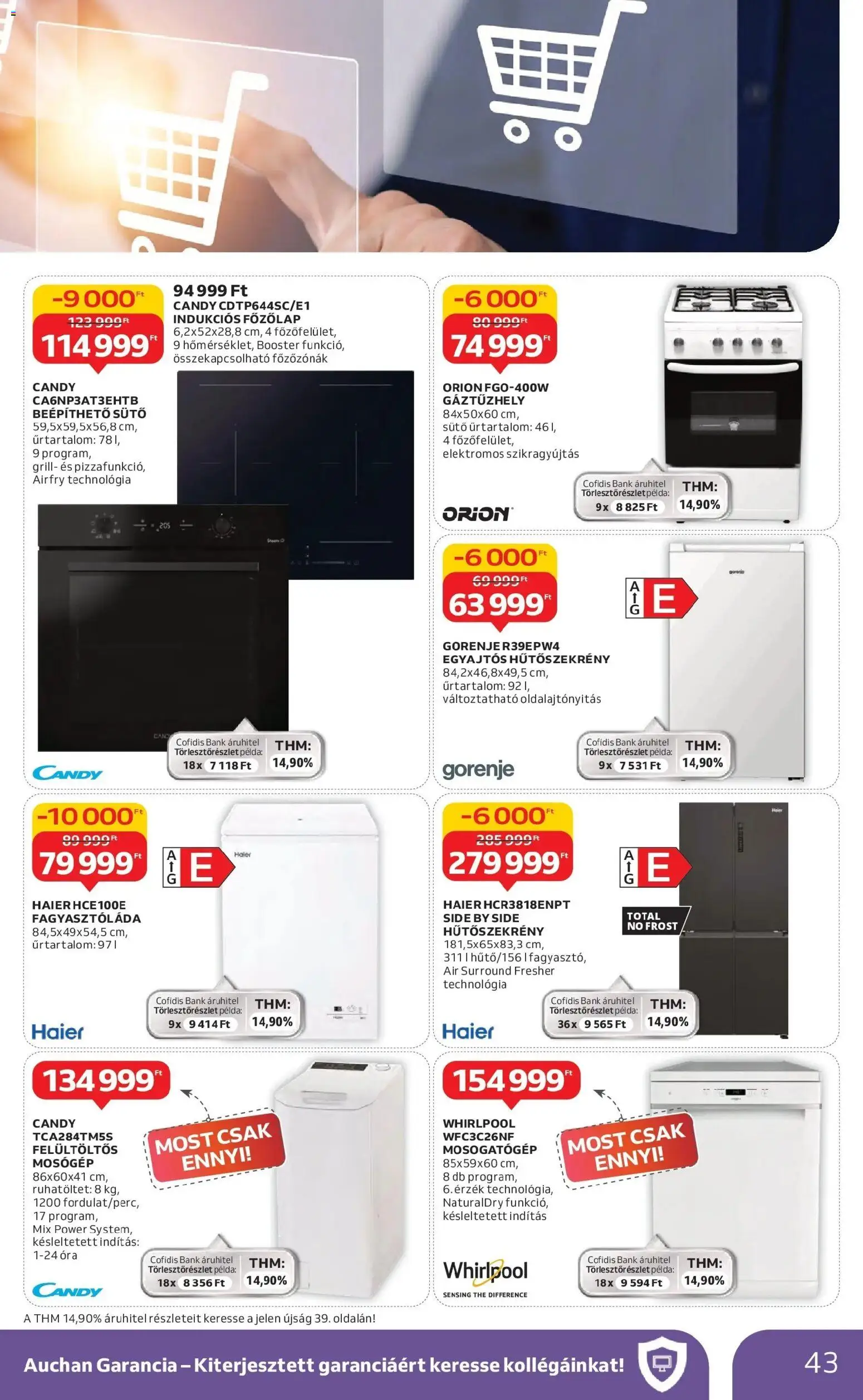 Auchan akciós ujság - amely érvényes a következő dátumtól: 22.01.2026 | Oldal: 43 | Termékek: Sütő, Mosogatógép, Óra, Gáztűzhely