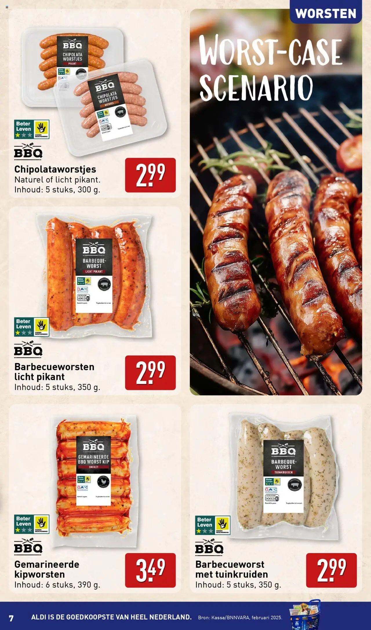  | Pagina: 7 | Producten: Worst, Chipolata, Szeletelt bacon, Kip