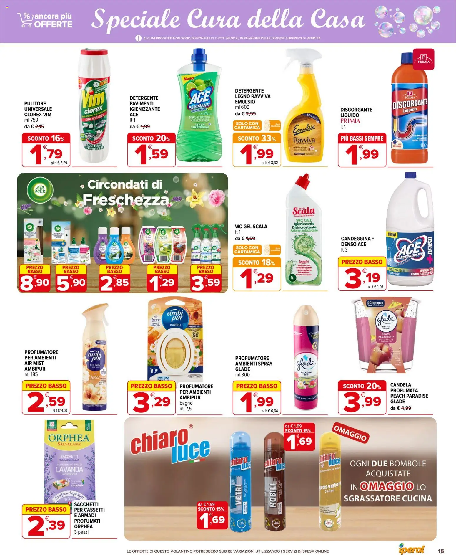 Volantino Iperal del 22.04.2026 | Pagina: 15 | Prodotti: Anticalcare, Sgrassatore, Lavanda, Bagno