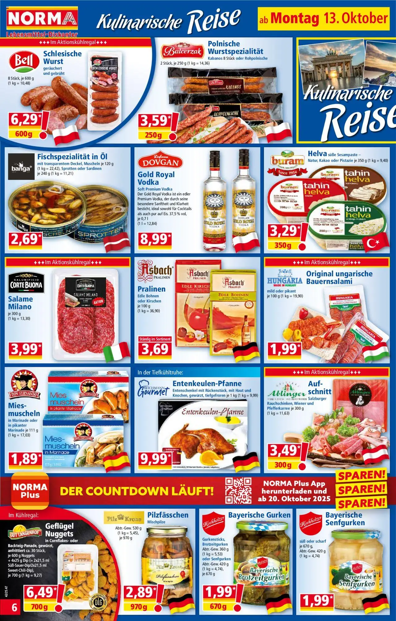 Norma Flugblatt gültig ab 13.10.2025 | Seite: 6 | Produkte: Gurken, Wurst, Öl, Reis
