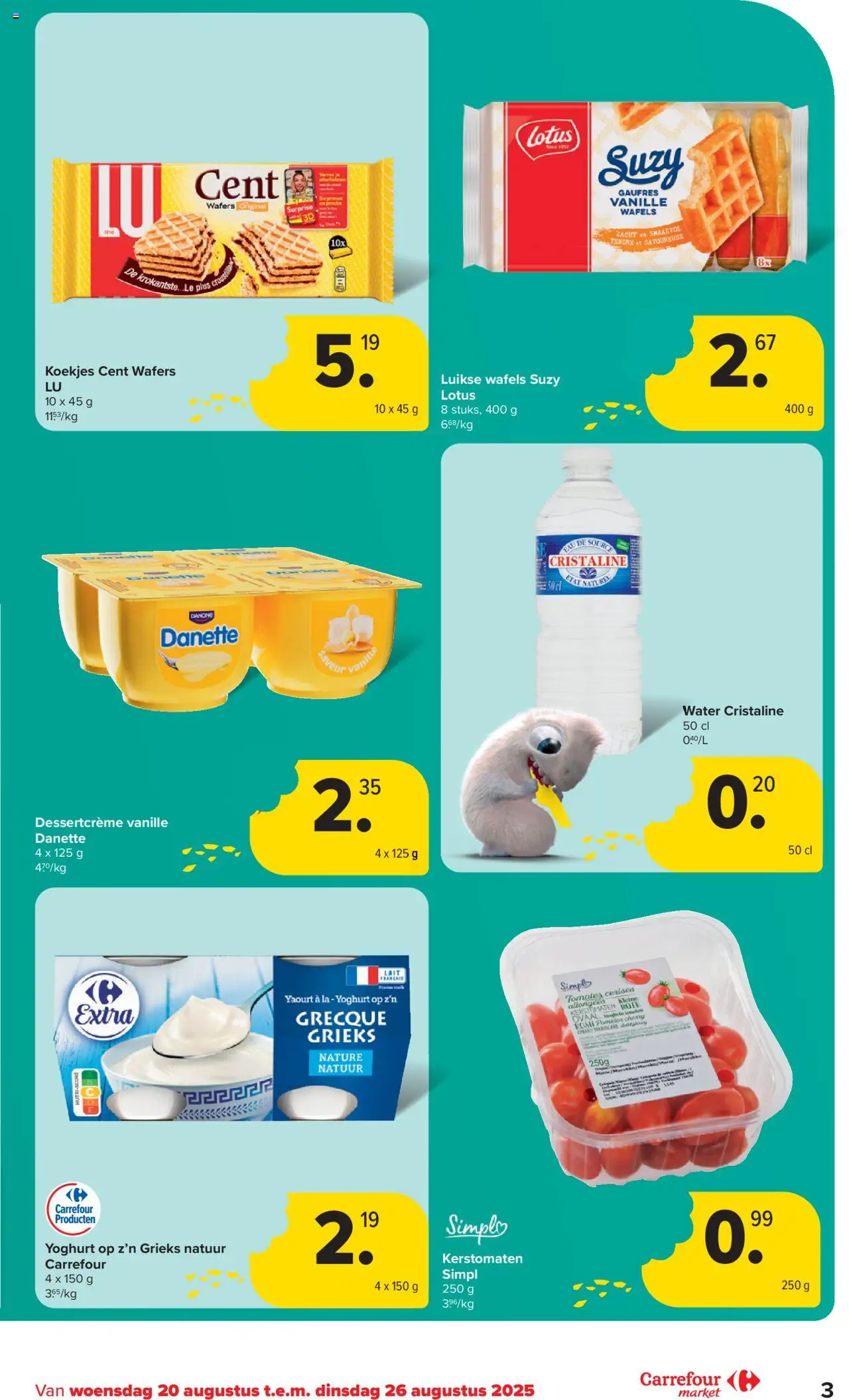  | Pagina: 3 | Producten: Koekjes, Wafels, Melk, Yoghurt