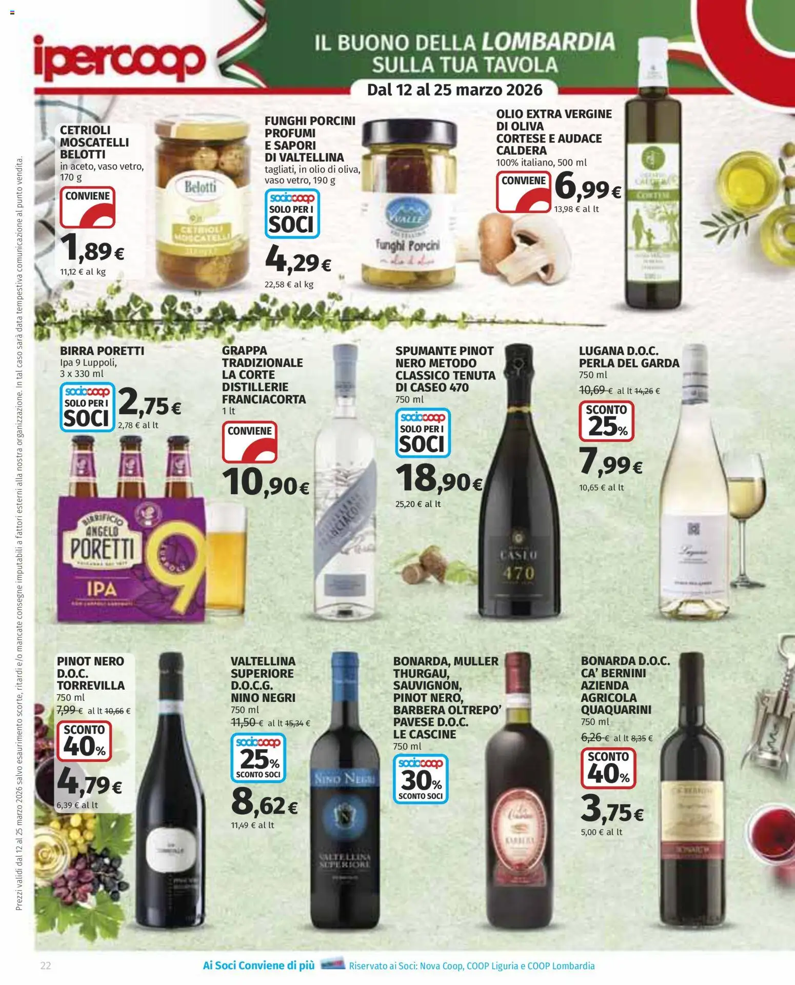 Volantino Ipercoop del 12.03.2026 | Pagina: 22 | Prodotti: Birra, Olio, Funghi, Data