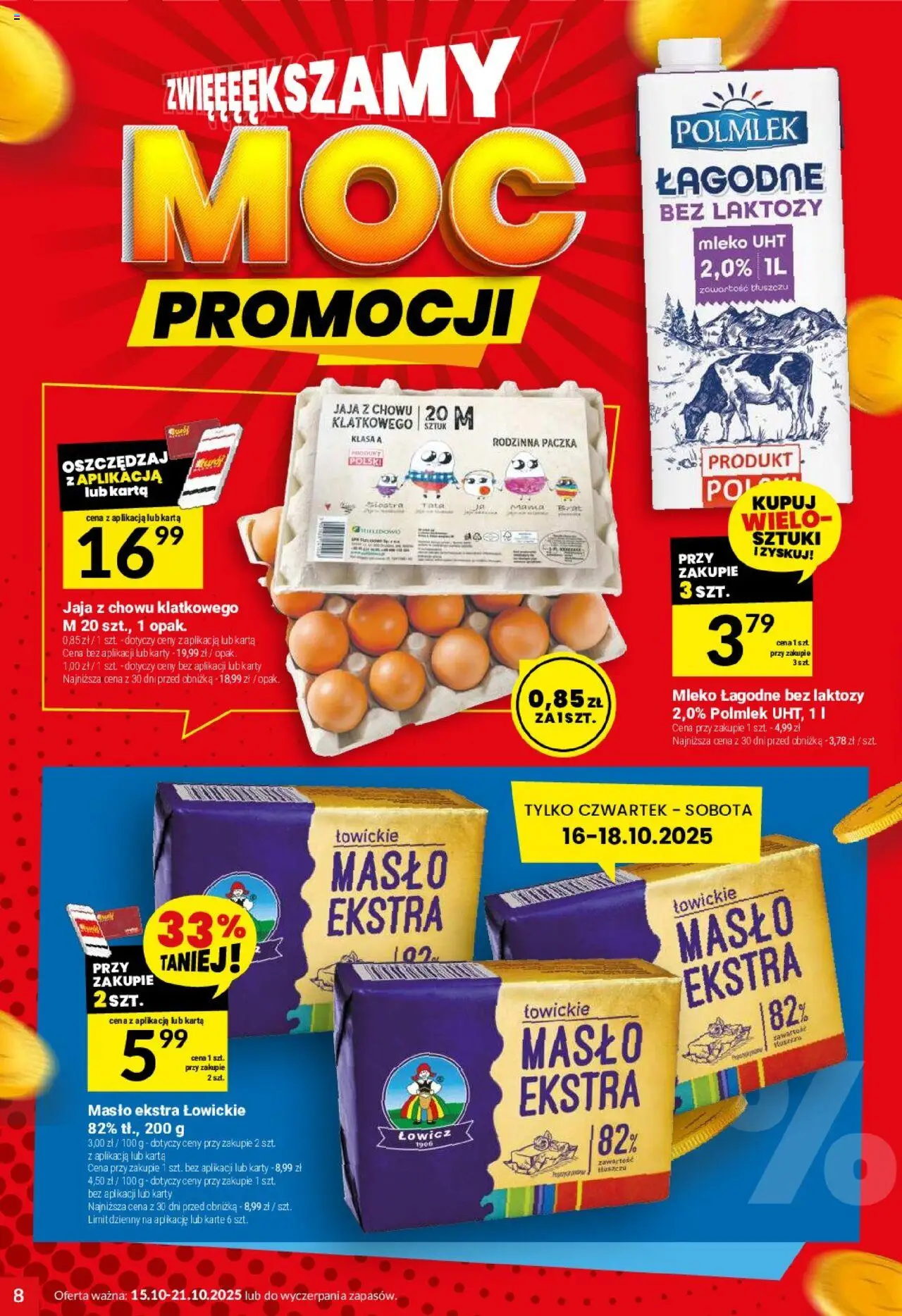 Twój Market Gazetka od 15.10.2025 | Strona: 8 | Produkty: Bez laktozy, Mleko, Masło, Jaja