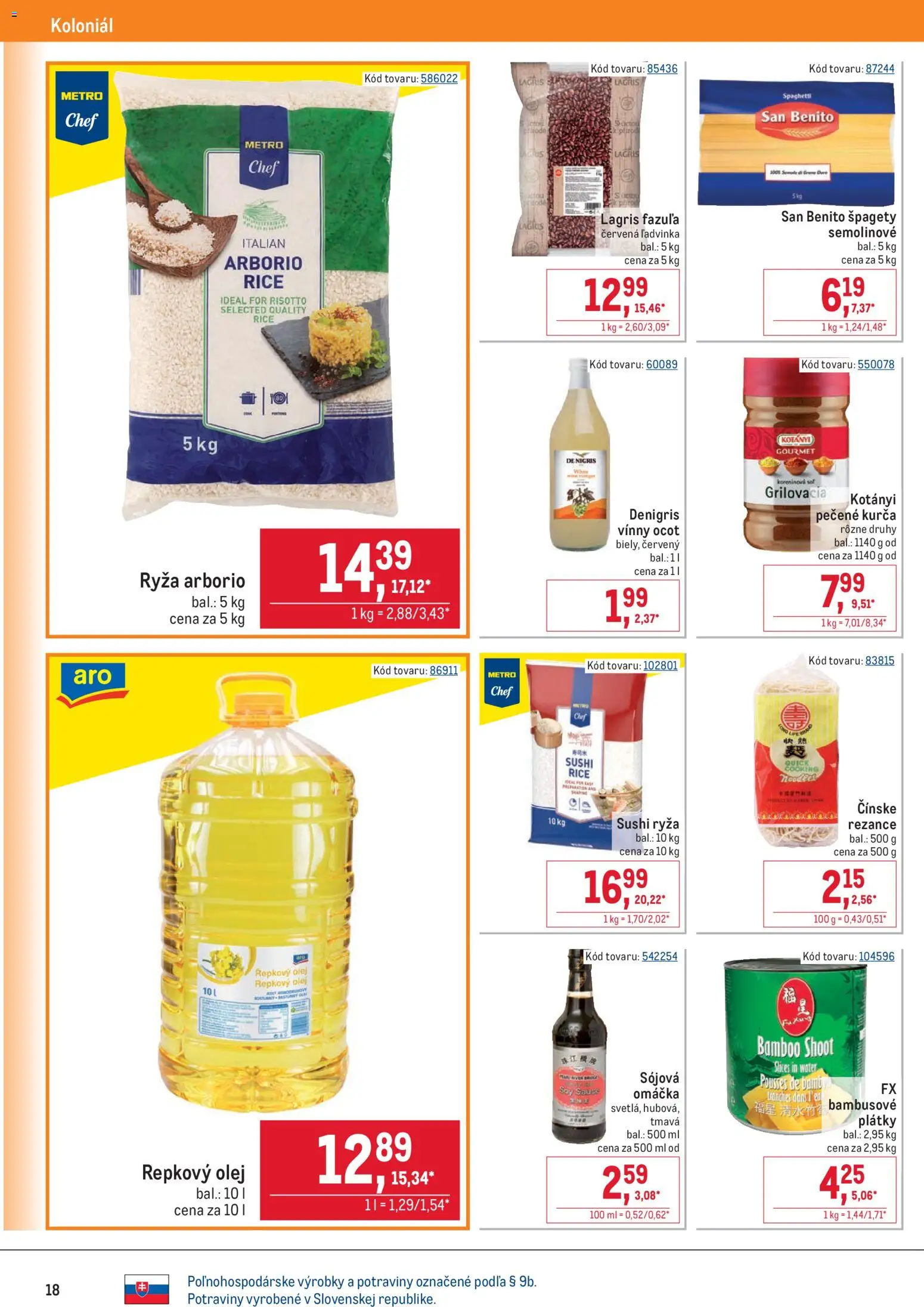 Nové Metro akcie – leták je platný od 28.01.2026 | Strana: 18 | Produkty: Olej, Repkový olej, Sushi, Ocot