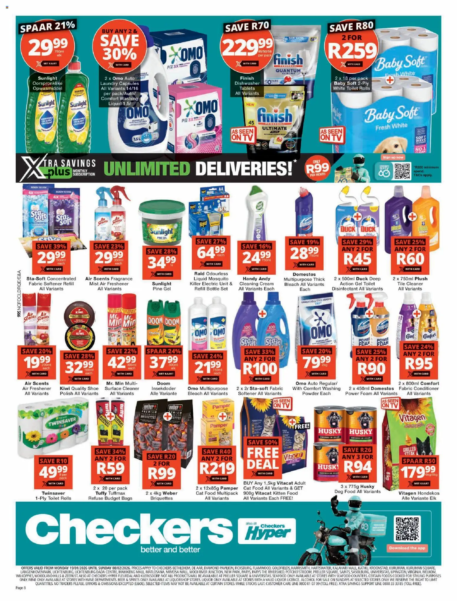New Checkers catalogue – valid from 19.01.2026 | Page: 8 | Products: Dishwasher, Fragrance, Powder, Seafood