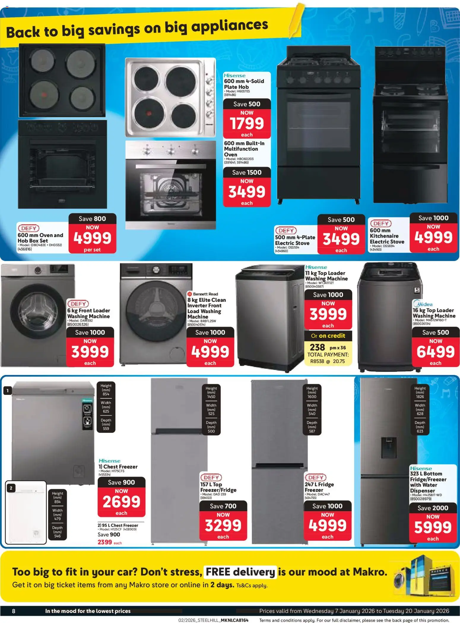 New Makro catalogue – valid from 07.01.2026 | Page: 8 | Products: Freezer, Oven, Plate, Water