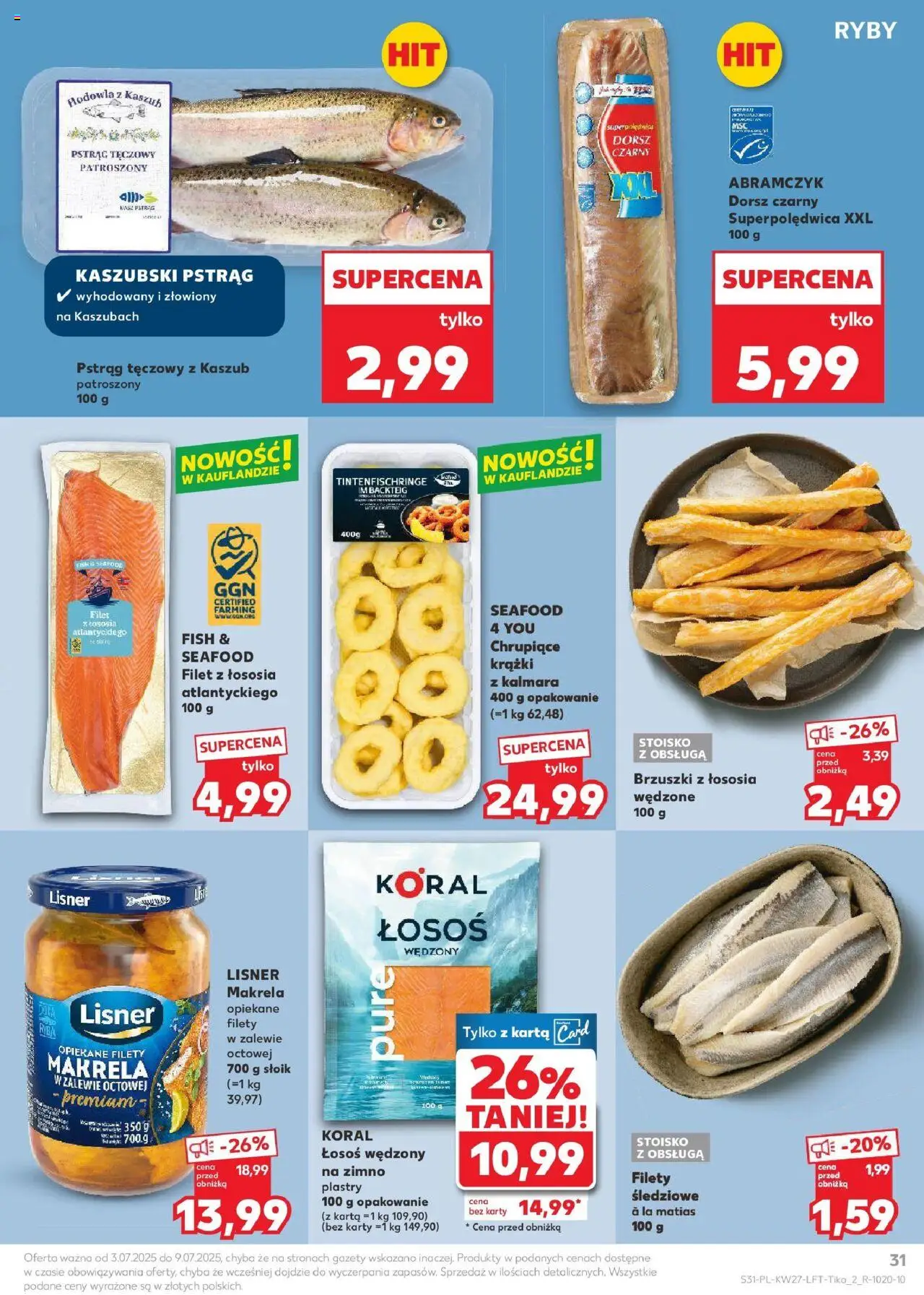 Kaufland gazetka od 03.07.2025 | Strona: 31 | Produkty: Karta, Dorsz, Makrela, Dorsz czarny
