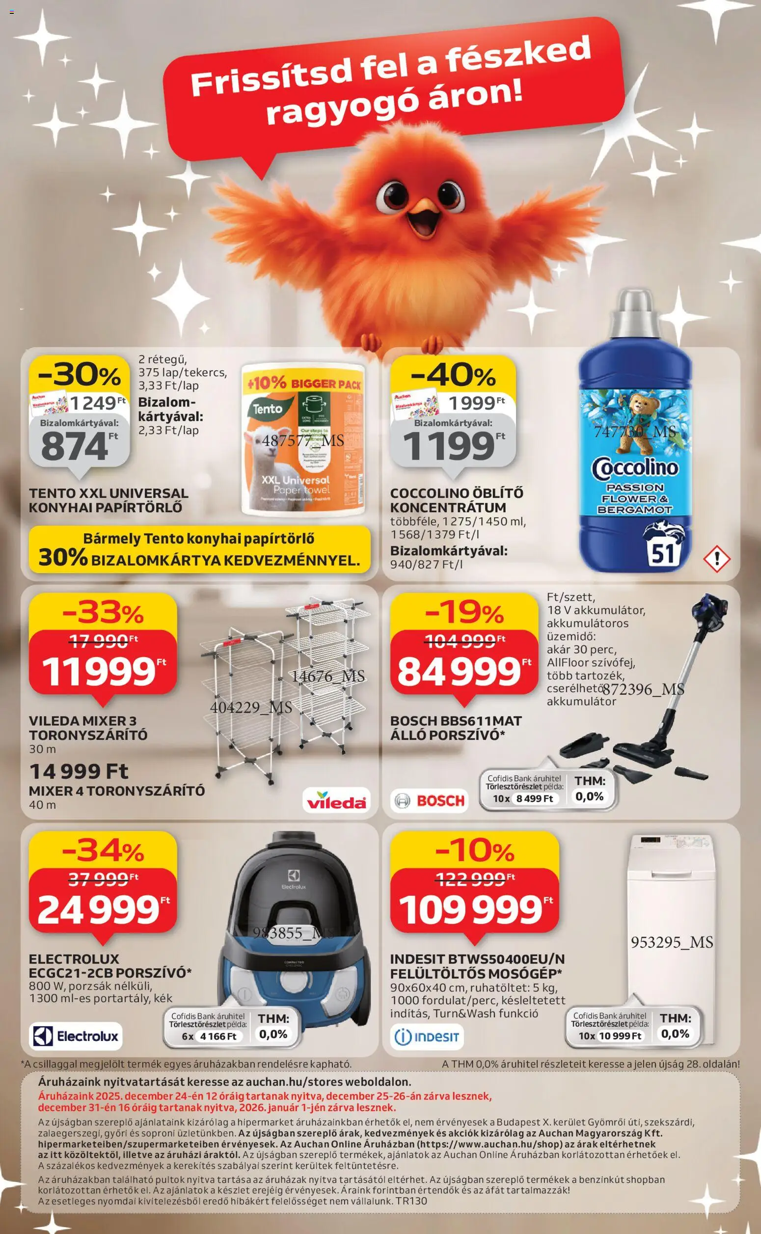 Auchan akciós ujság - amely érvényes a következő dátumtól: 24.12.2025 | Oldal: 36 | Termékek: Papírtörlő, Öblítő, Akkumulátor, Vileda