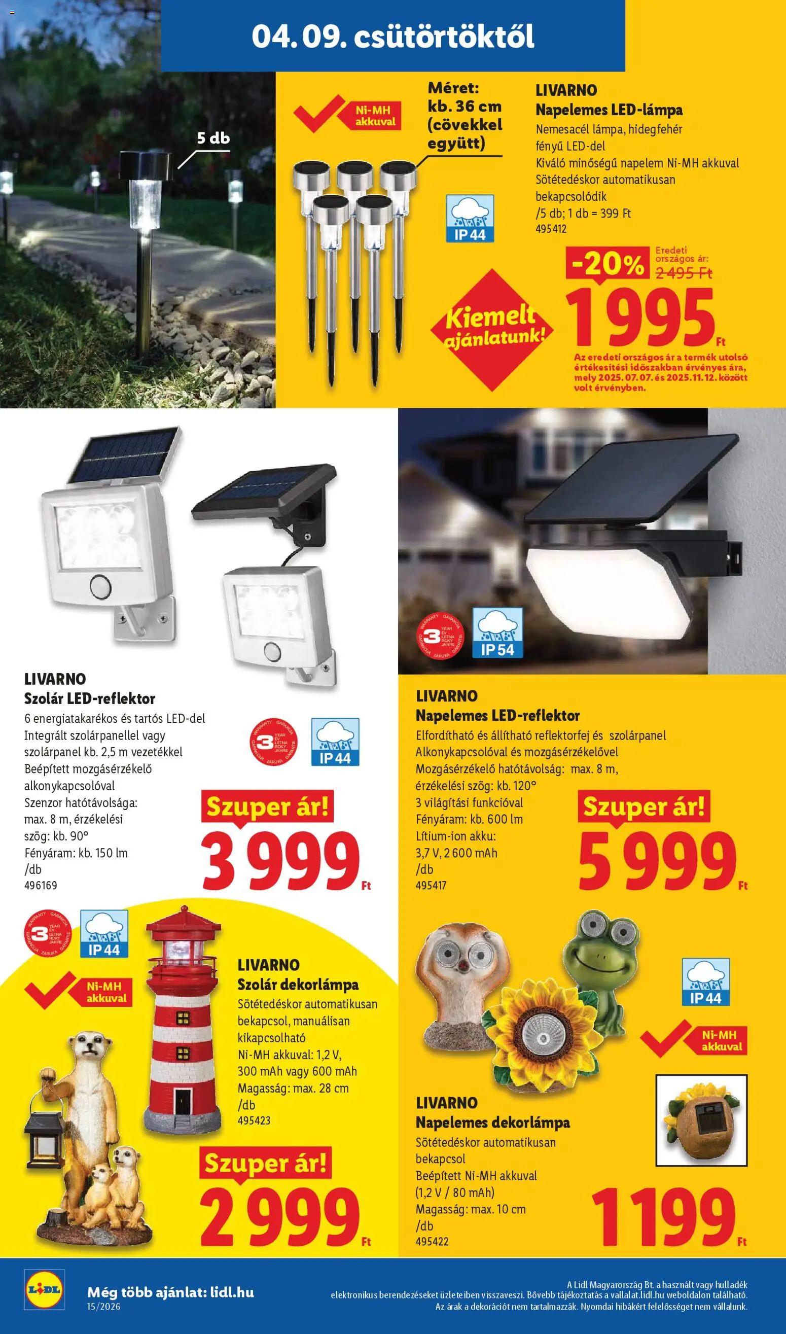 Lidl akciós ujság - amely érvényes a következő dátumtól: 09.04.2026 | Oldal: 30 | Termékek: Dekorlámpa, Mozgásérzékelő