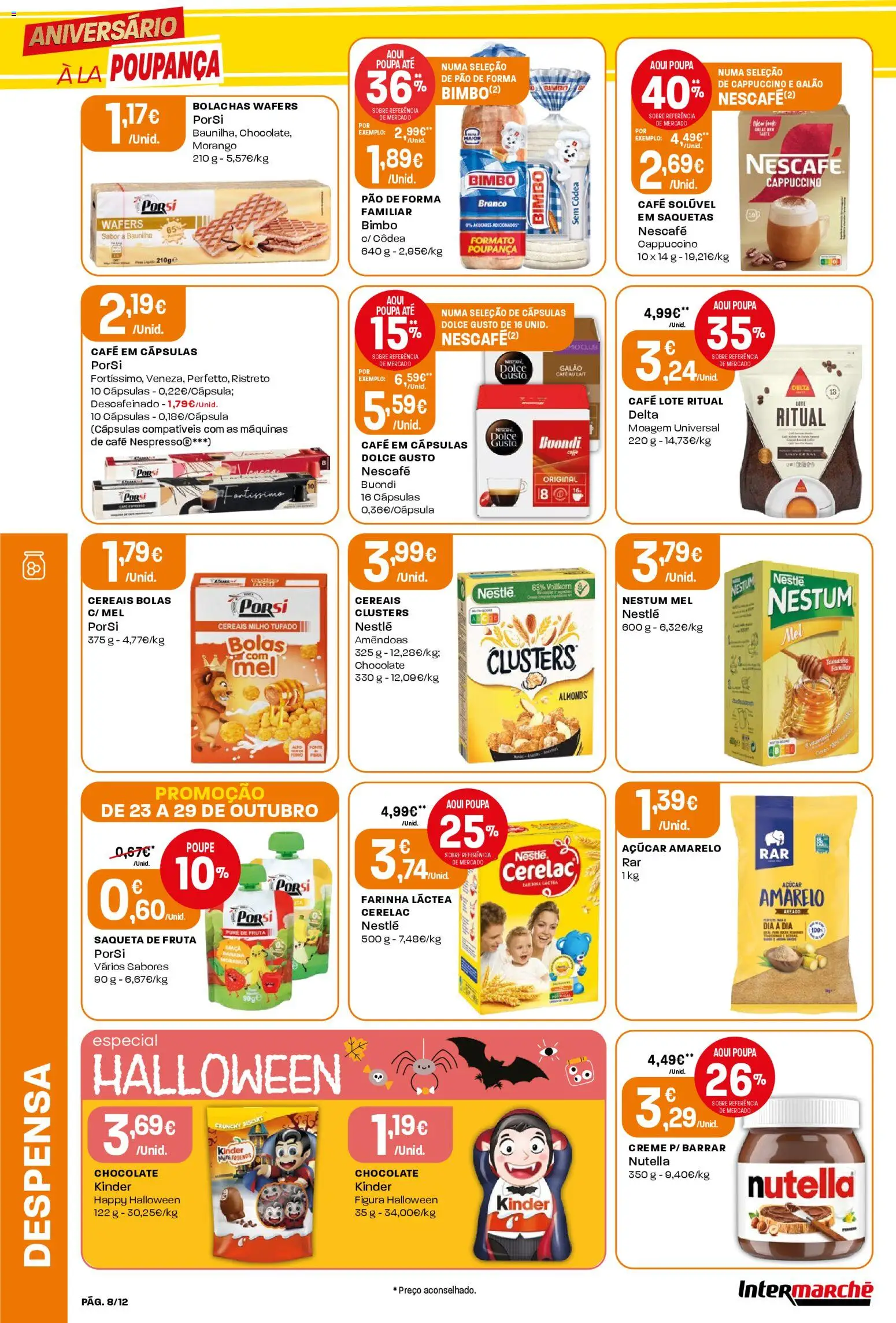 Intermarché Folheto Mini │ válido de 23.10.2025 | Página: 8 | Produtos: Farinha láctea, Mel, Açúcar, Creme