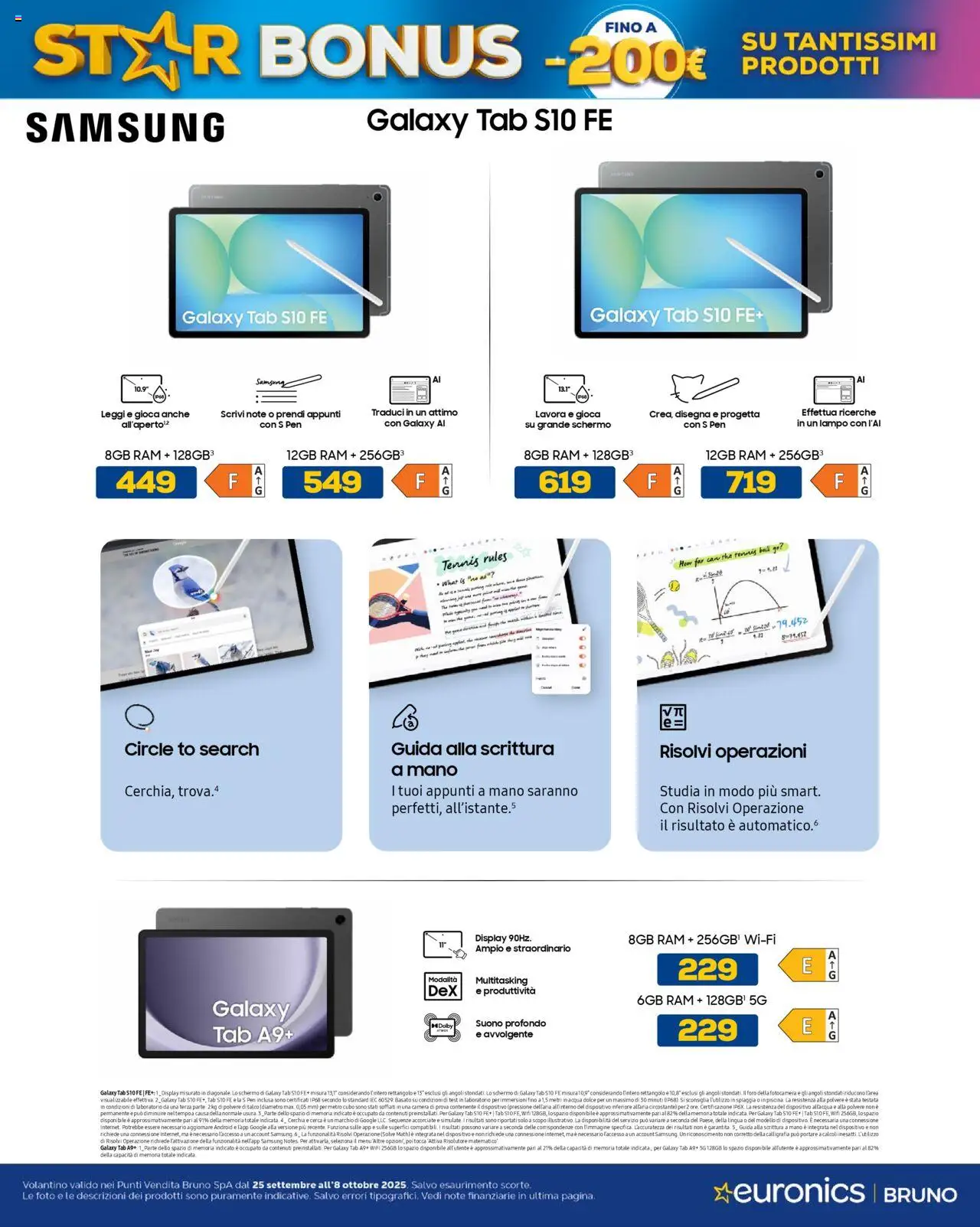 Volantino Euronics del 25.09.2025 | Pagina: 7 | Prodotti: Schermo, Talco, Acqua, Samsung