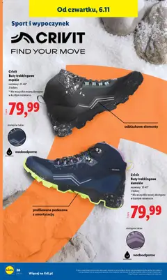 Pogląd oferty "Crivit Buty trekkingowe męskie, rozmiary: 41-46*, 2 kolory, * Nie wszystkie wzory dostępne w każdym rozmiarze." - ważna od 03.11.2025 | Strona: 32 | Produkty: Buty, Buty trekkingowe
