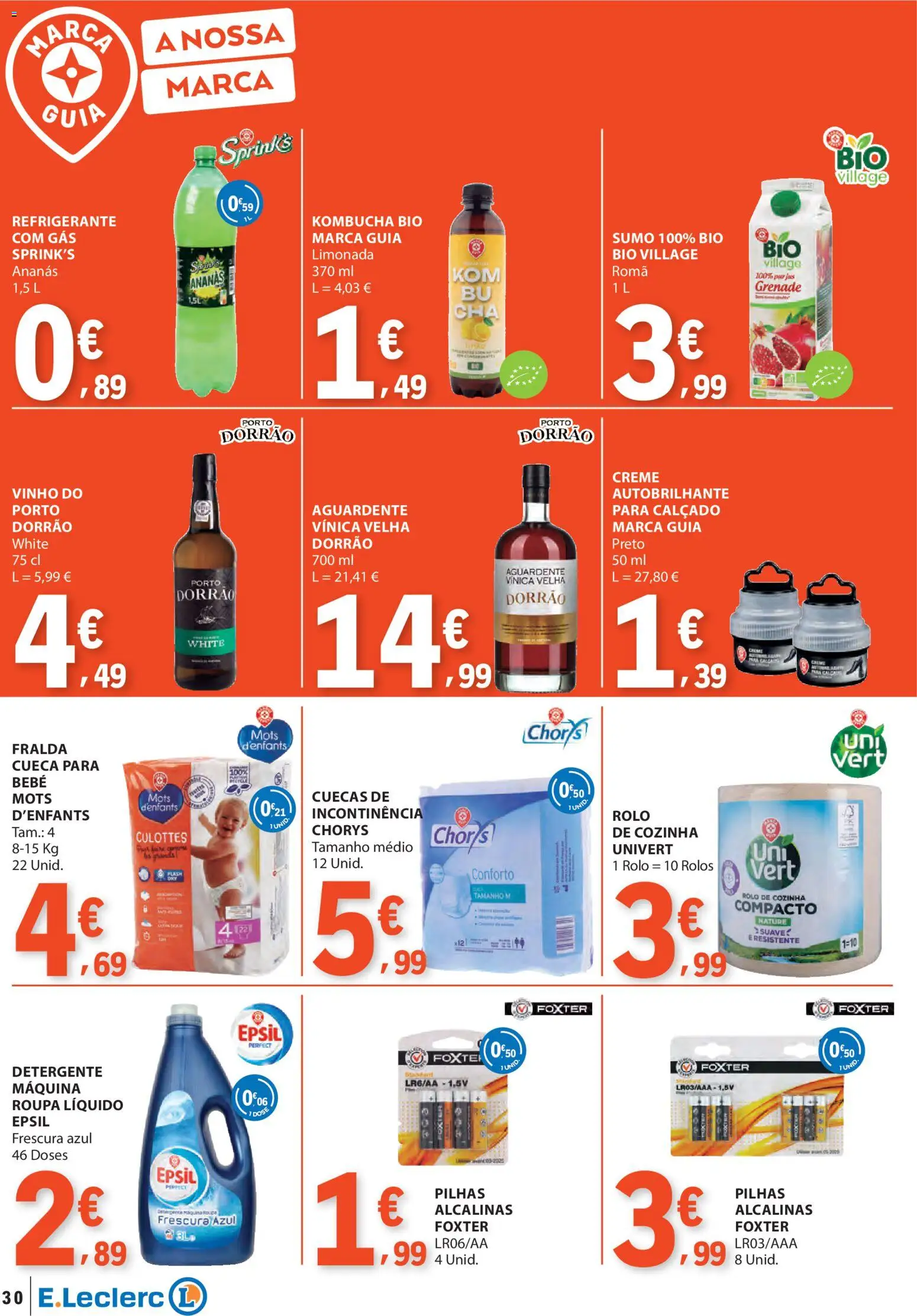 E.Leclerc folheto │ válido de 08.01.2026 | Página: 30 | Produtos: Refrigerante, Kombucha, Detergente, Creme
