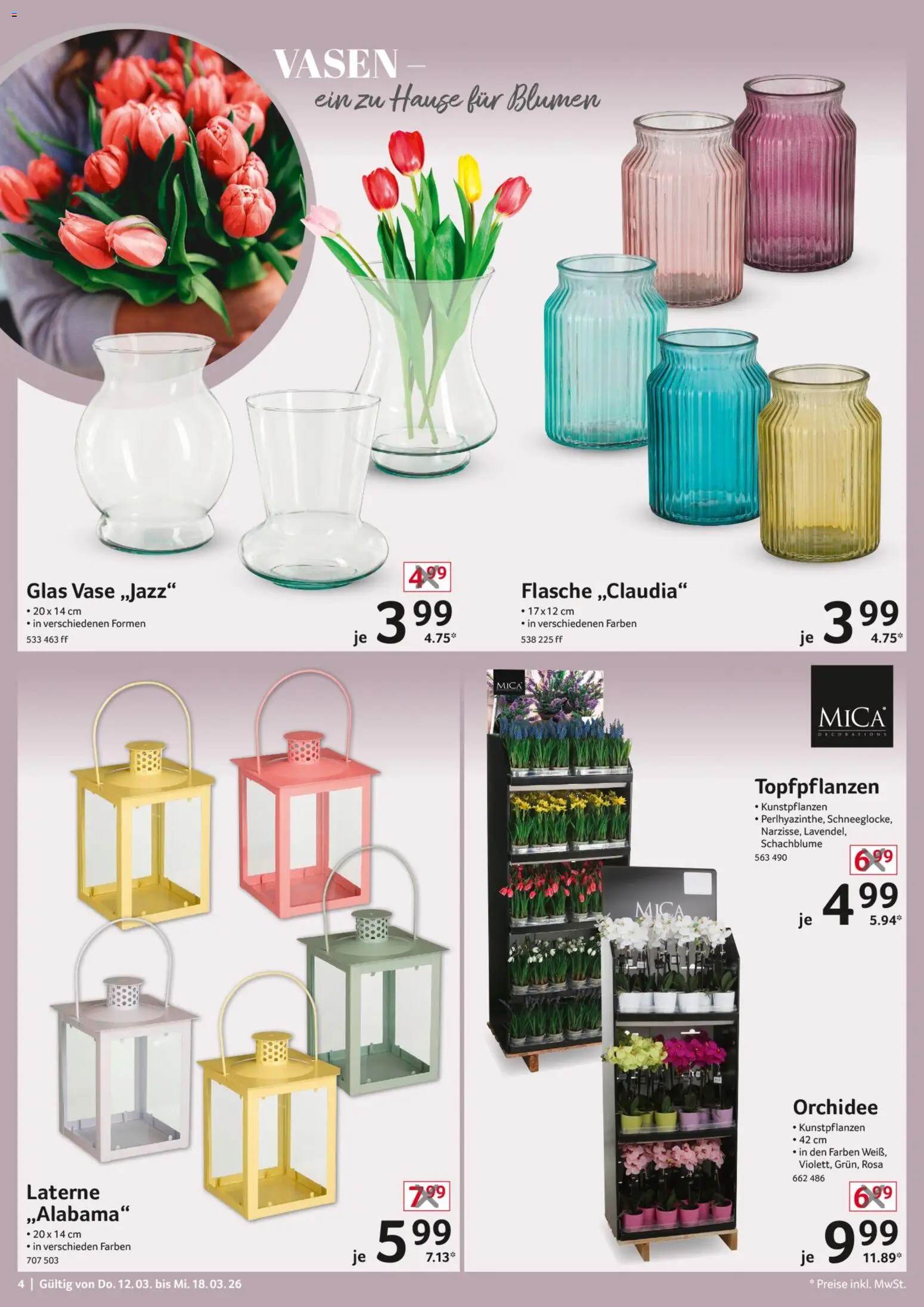 Selgros  Non Food – gültig ab 12.03.2026 | Seite: 4 | Produkte: Orchidee, Blumen, Vase