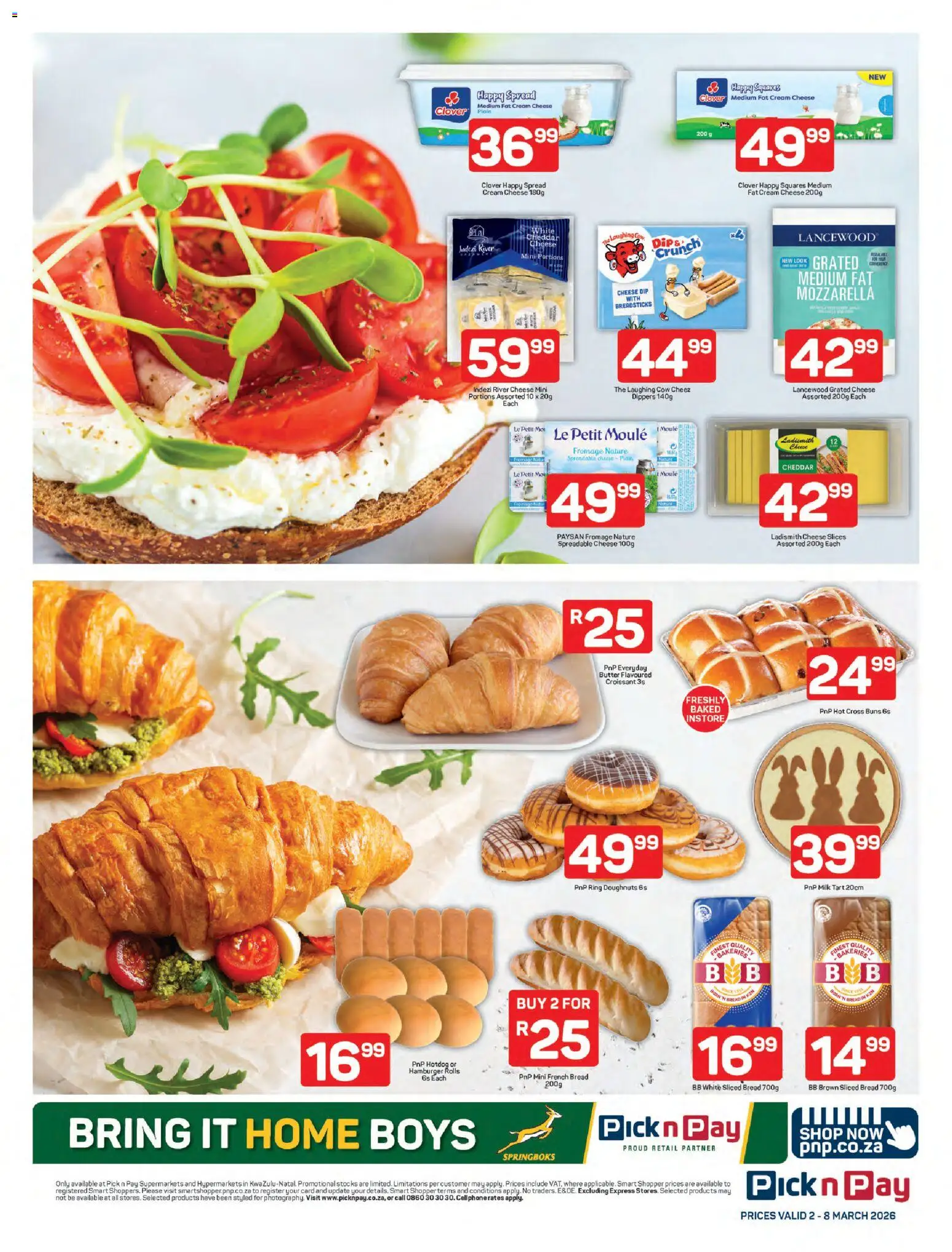 New Pick n Pay catalogue – valid from 02.03.2026 | Page: 5 | Products: Buns, Cheese, Bread, Cream