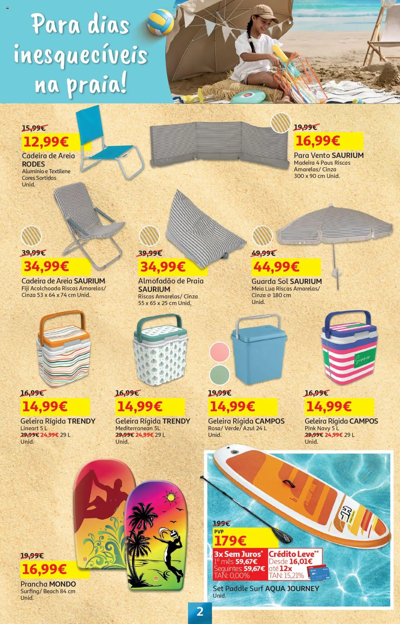 Auchan - Brinquedos de Verão │ válido de 18.06.2025 | Página: 2 | Produtos: Areia, Guarda sol, Cadeira, Prancha