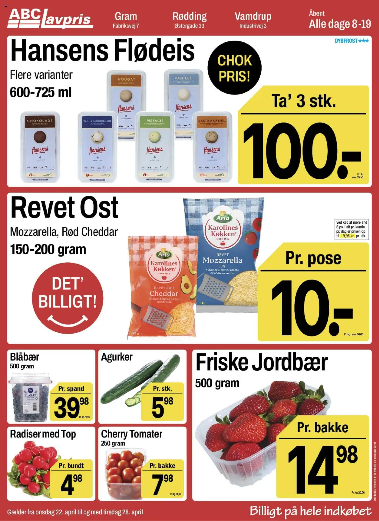 Abc Lavpris tilbudsavis – gyldig fra 22.04.2026 | Side: 2 | Produkter: Radiser, Agurker, Flødeis, Nougat