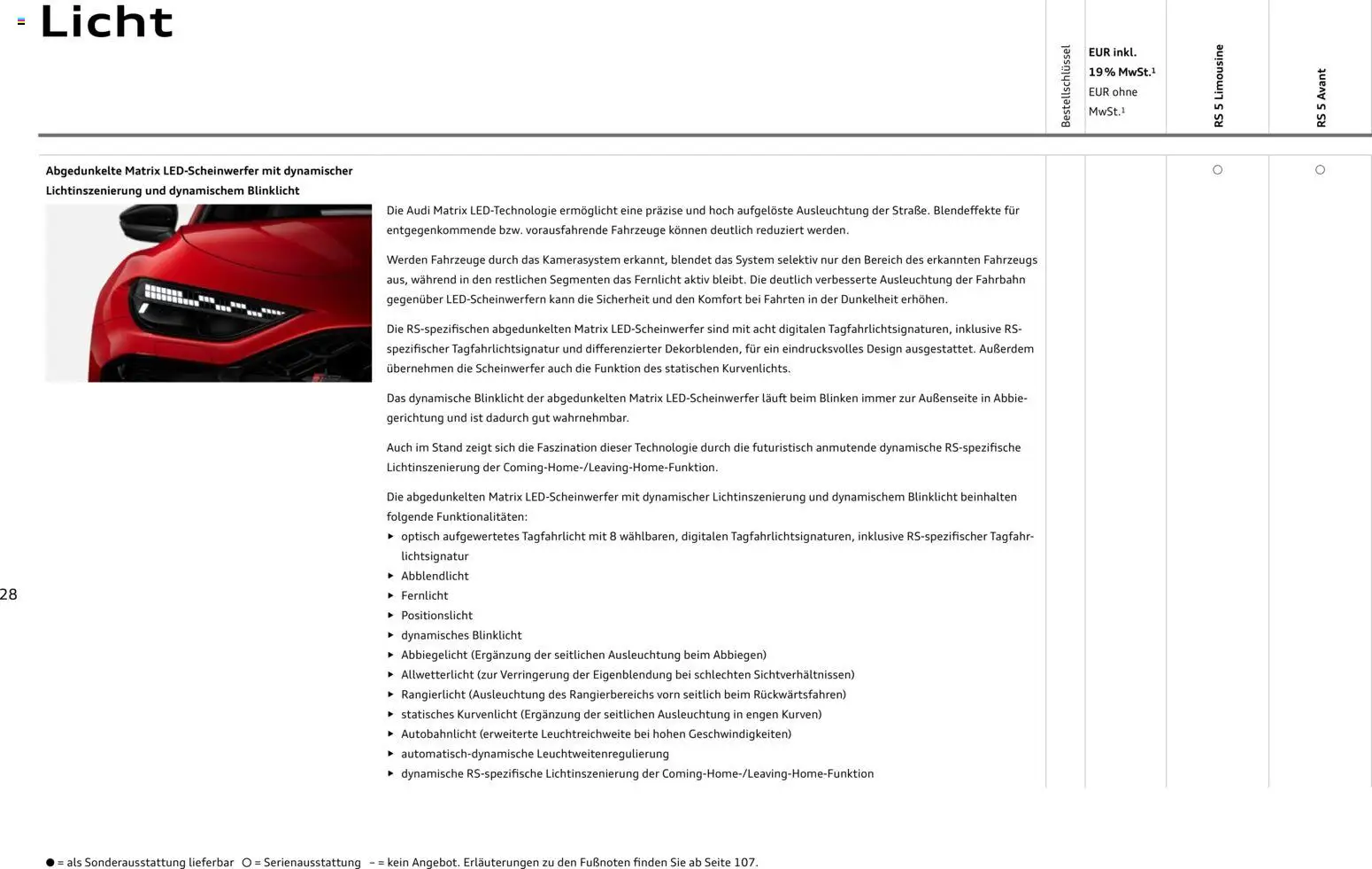 Audi RS 5 Limousine / RS 5 Avant – gültig ab 01.04.2026 | Seite: 28